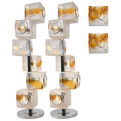 Four Mazzega and VeArt Light Fixtures Two-Wall Sconces and Two-Floor/Table Lamps