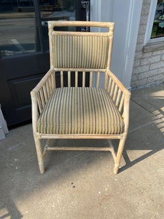 Four McGuire Arm Chairs with White Washed Finish, Great Scale for Comfort