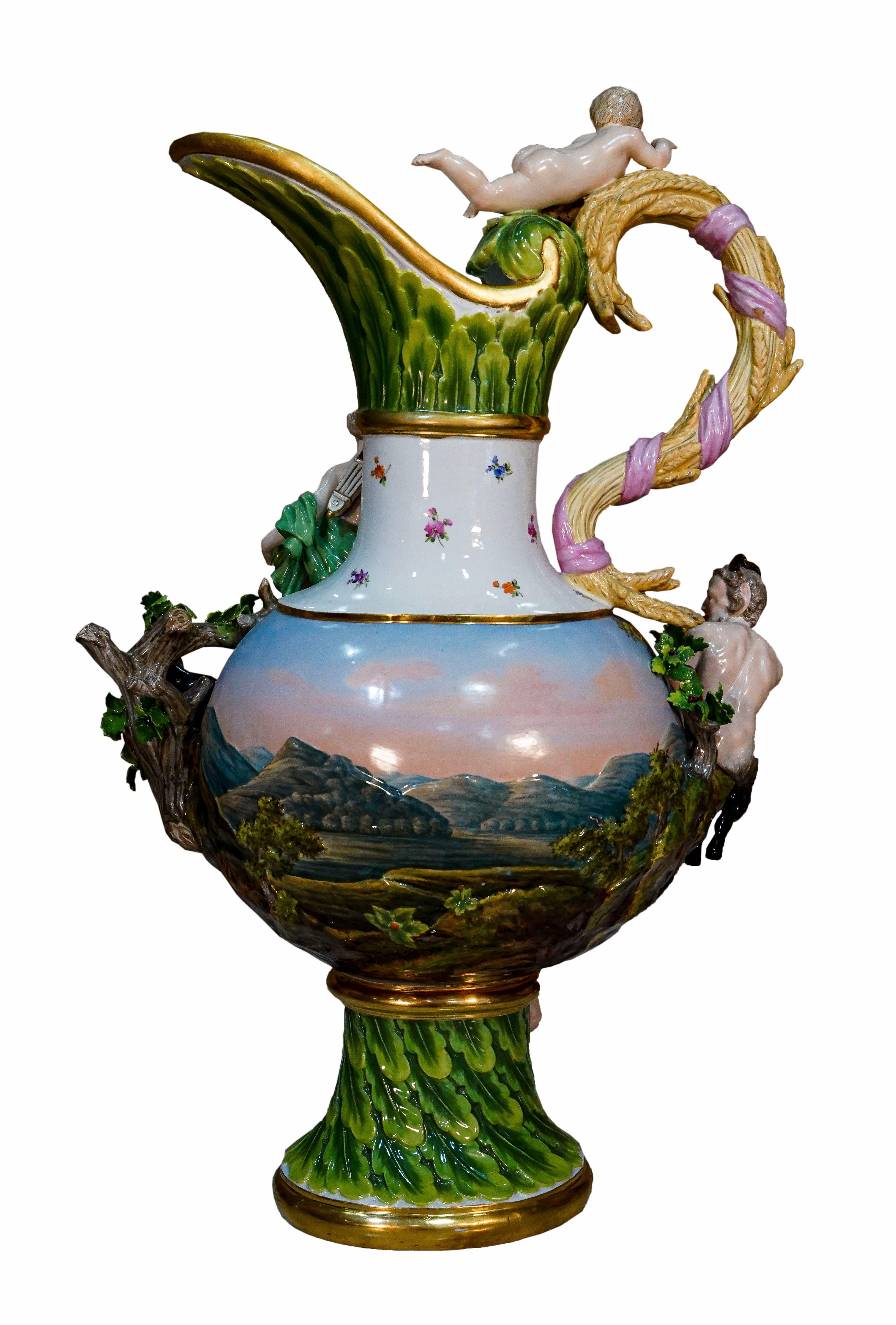 Four Meissen Porcelain Ewers Emblematic of the Elements 5