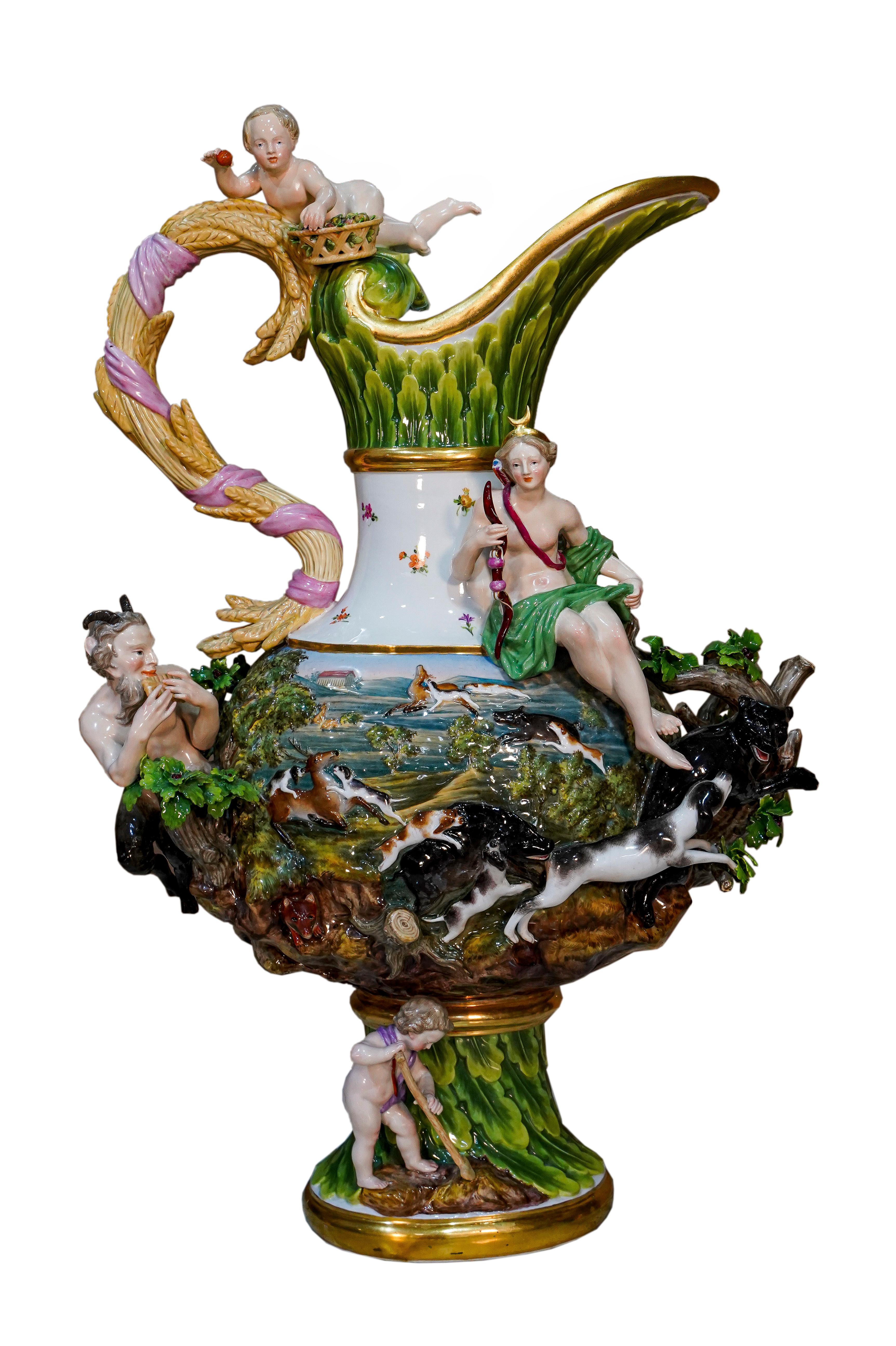 Four Meissen Porcelain Ewers Emblematic of the Elements 1