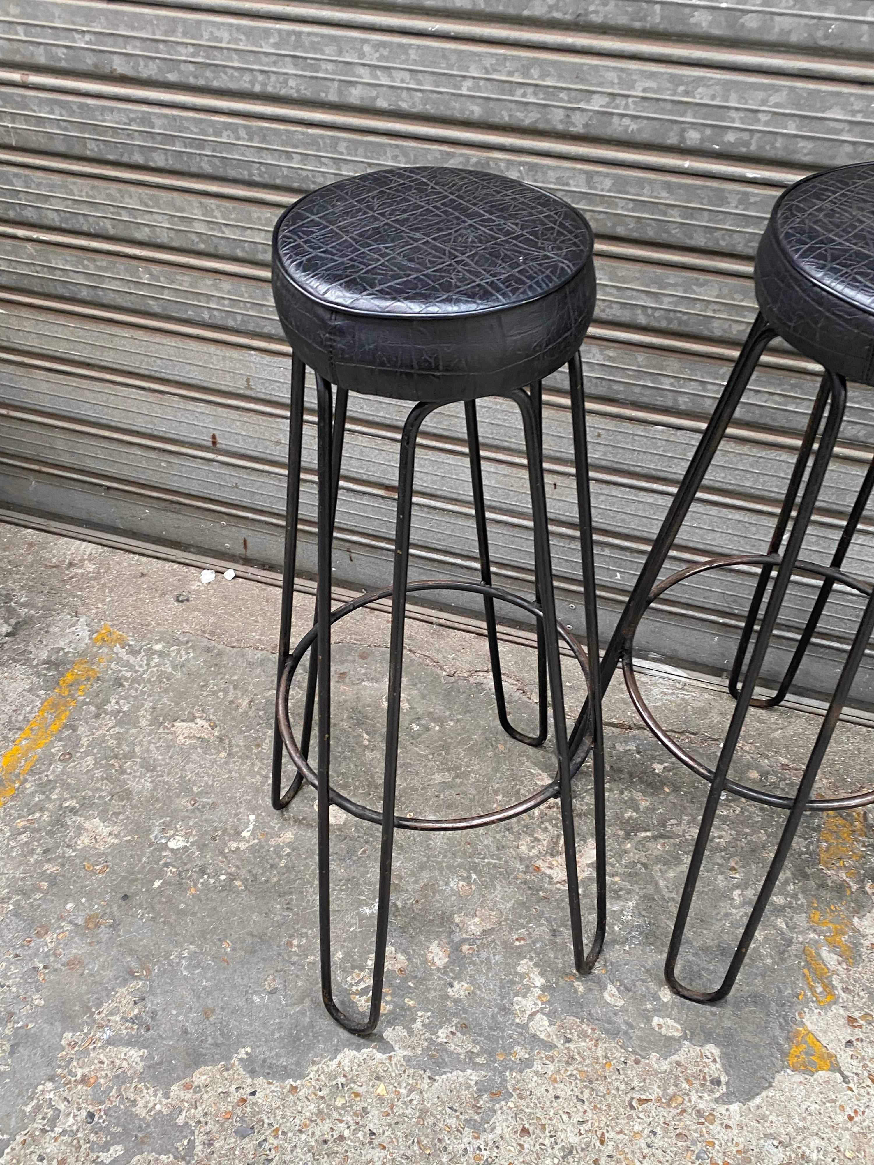 Three metal stools by Raoul Guys, France, 1950.