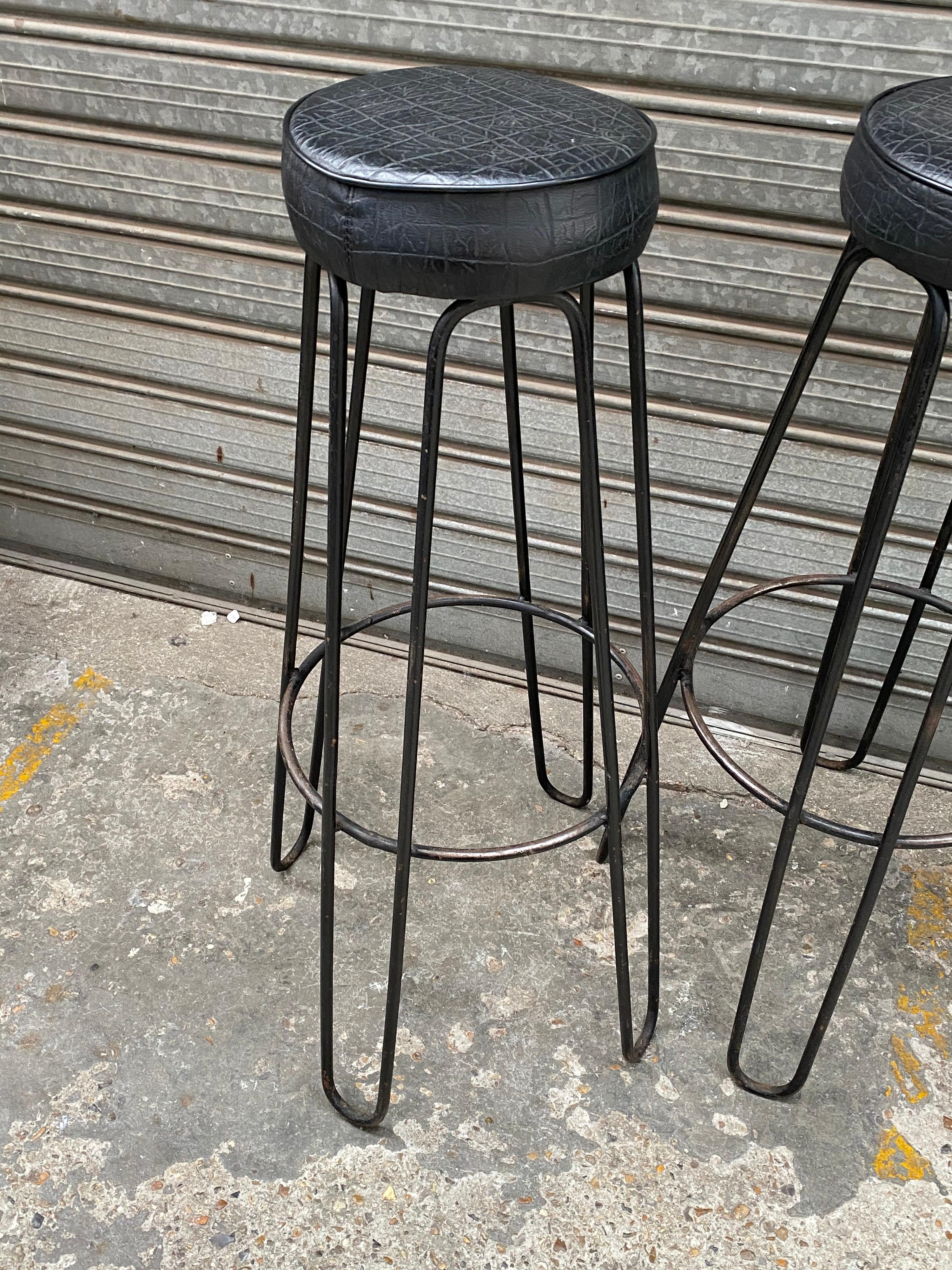 French Three Metal Stools by Raoul Guis, France, 1950