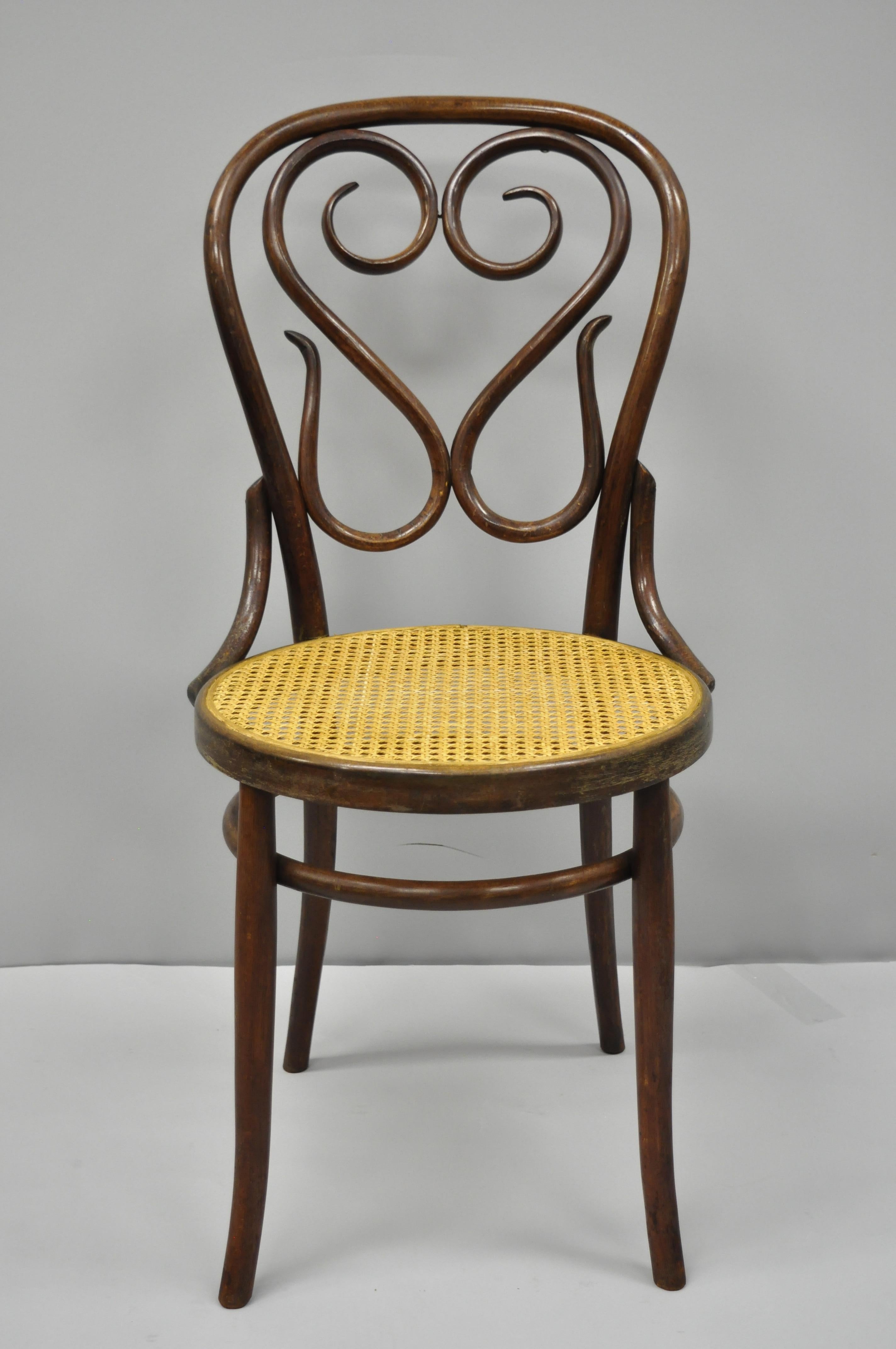 Four Michael Thonet Bentwood Round Cane Seat Cafe Bistro Dining Chairs Gebruder 4