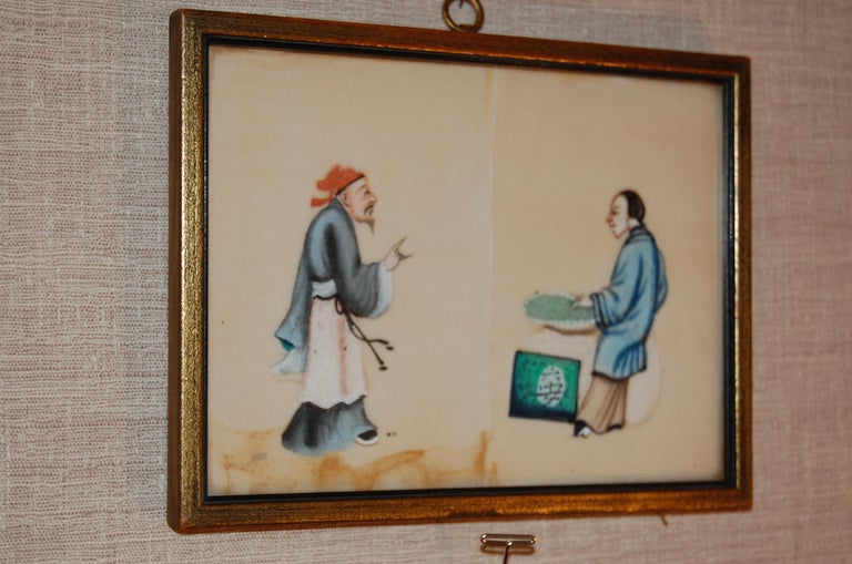 Paper Four Mid-19th Century Chinese Watercolors Depicting Scenes of Torture, Etc. For Sale