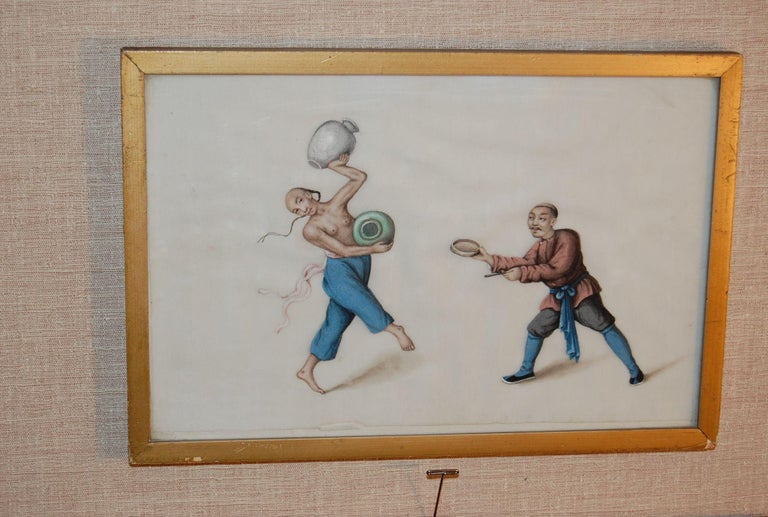 Four Mid-19th Century Chinese Watercolors Depicting Scenes of Torture, Etc. For Sale 2
