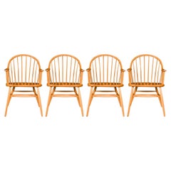 Four Mid Century American Windsor Dining Armchairs Claud Bunyard