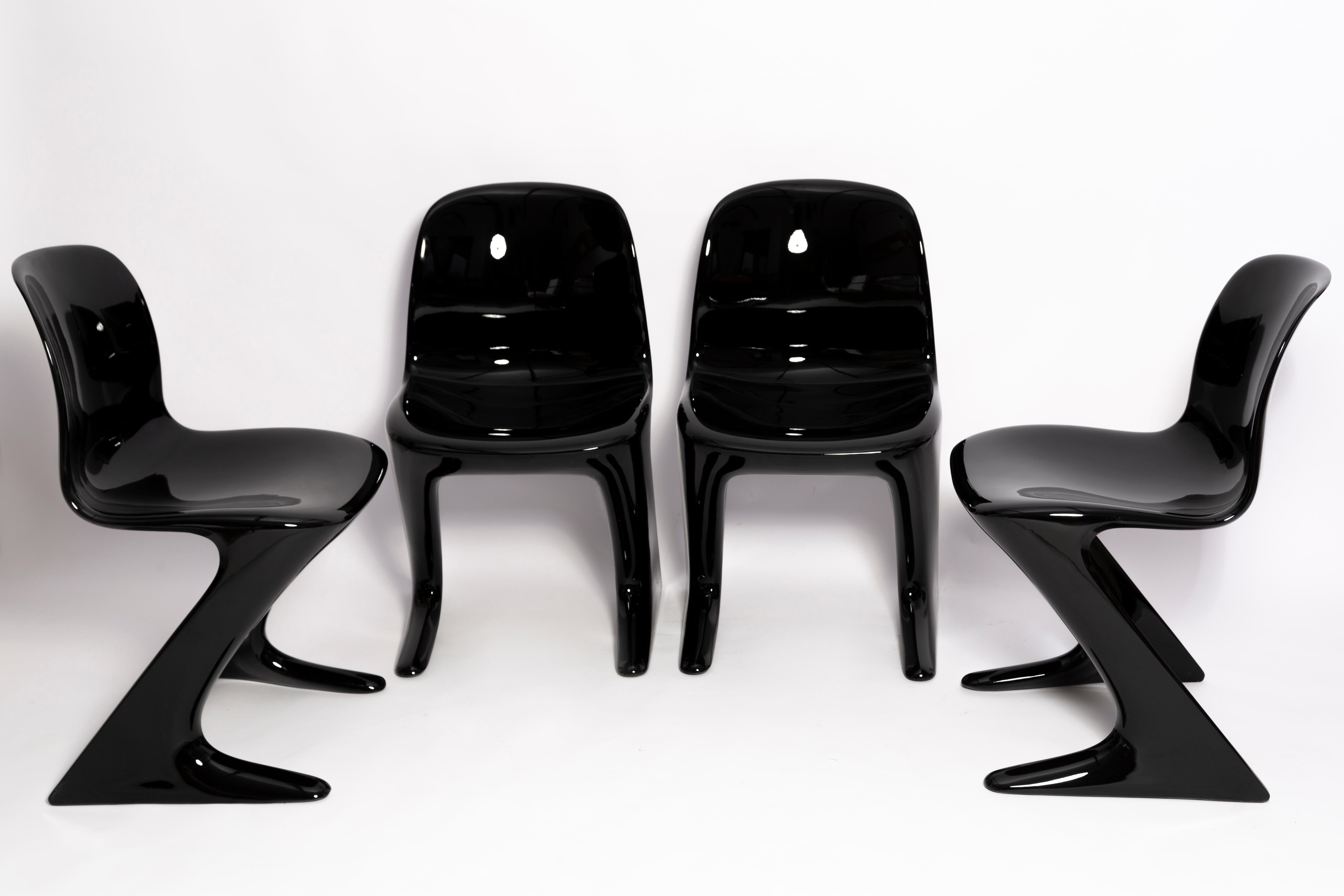 Four Mid Century Black Kangaroo Chairs Designed by Ernst Moeckl, Germany, 1960s For Sale 4