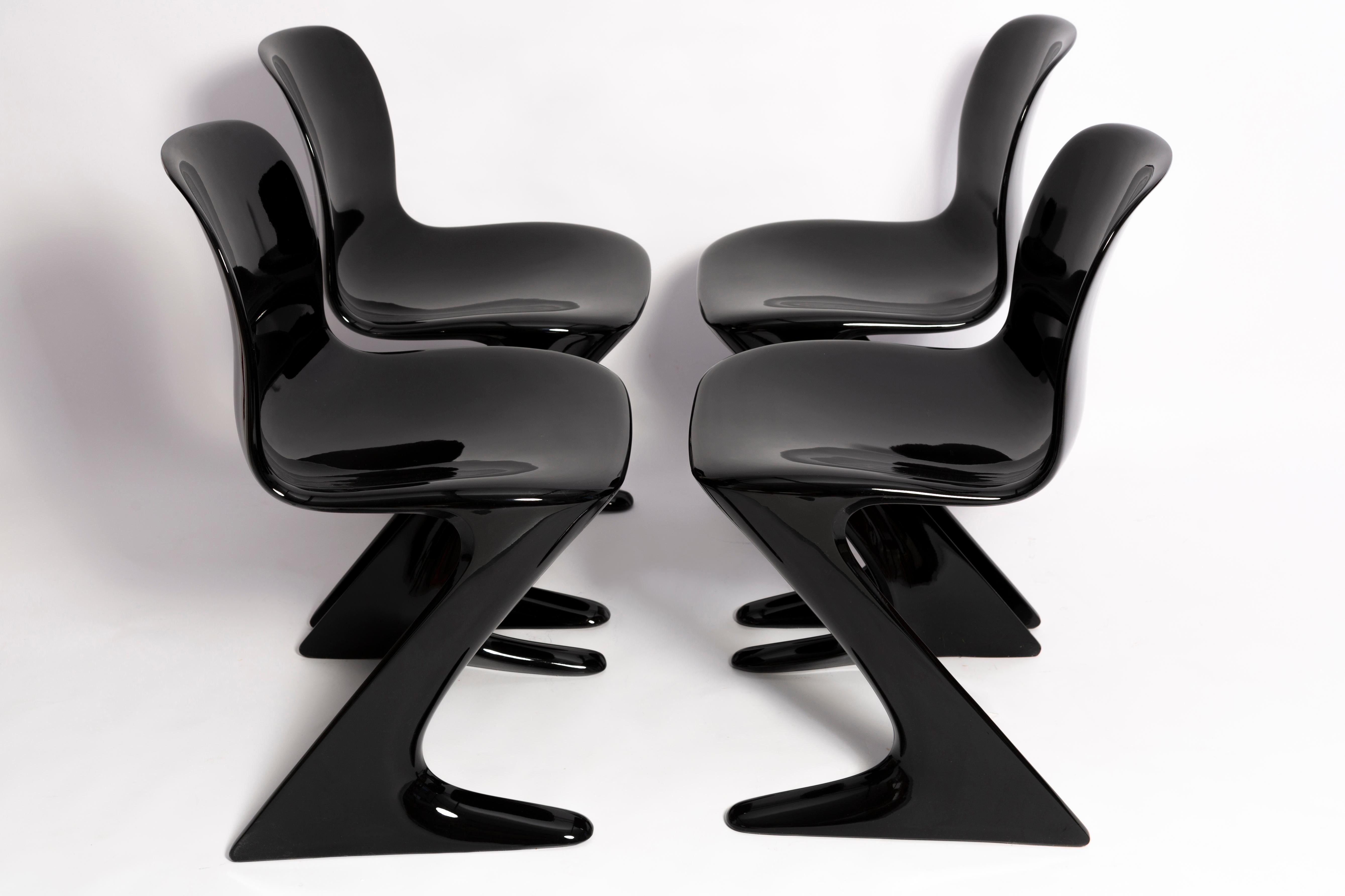 Four Mid Century Black Kangaroo Chairs Designed by Ernst Moeckl, Germany, 1960s For Sale 5
