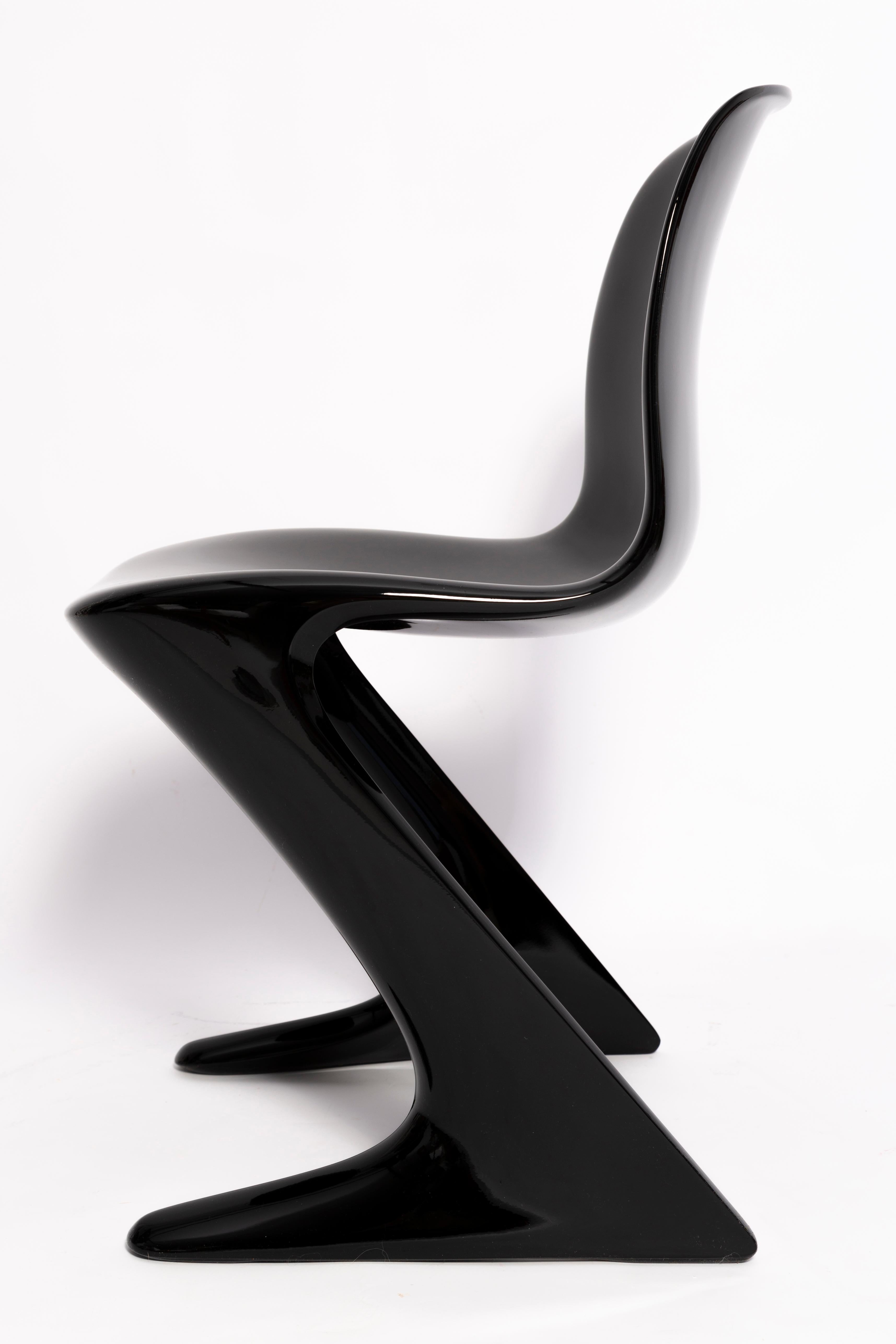 Fiberglass Four Mid Century Black Kangaroo Chairs Designed by Ernst Moeckl, Germany, 1960s For Sale