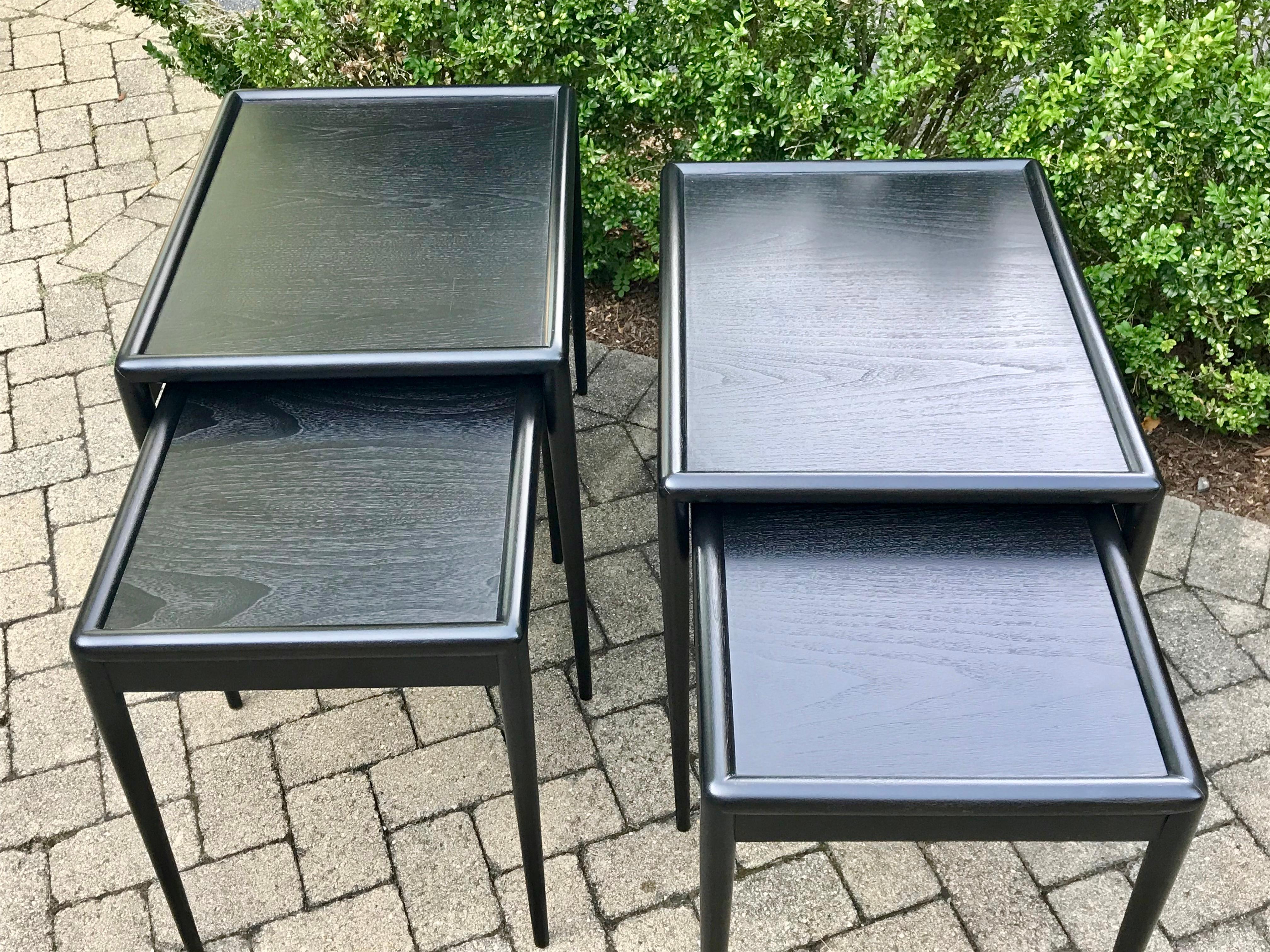 Mid-Century Modern Four Mid Century Black Nesting Tables by T.H. Robsjohn-Gibbings for Widdicomb
