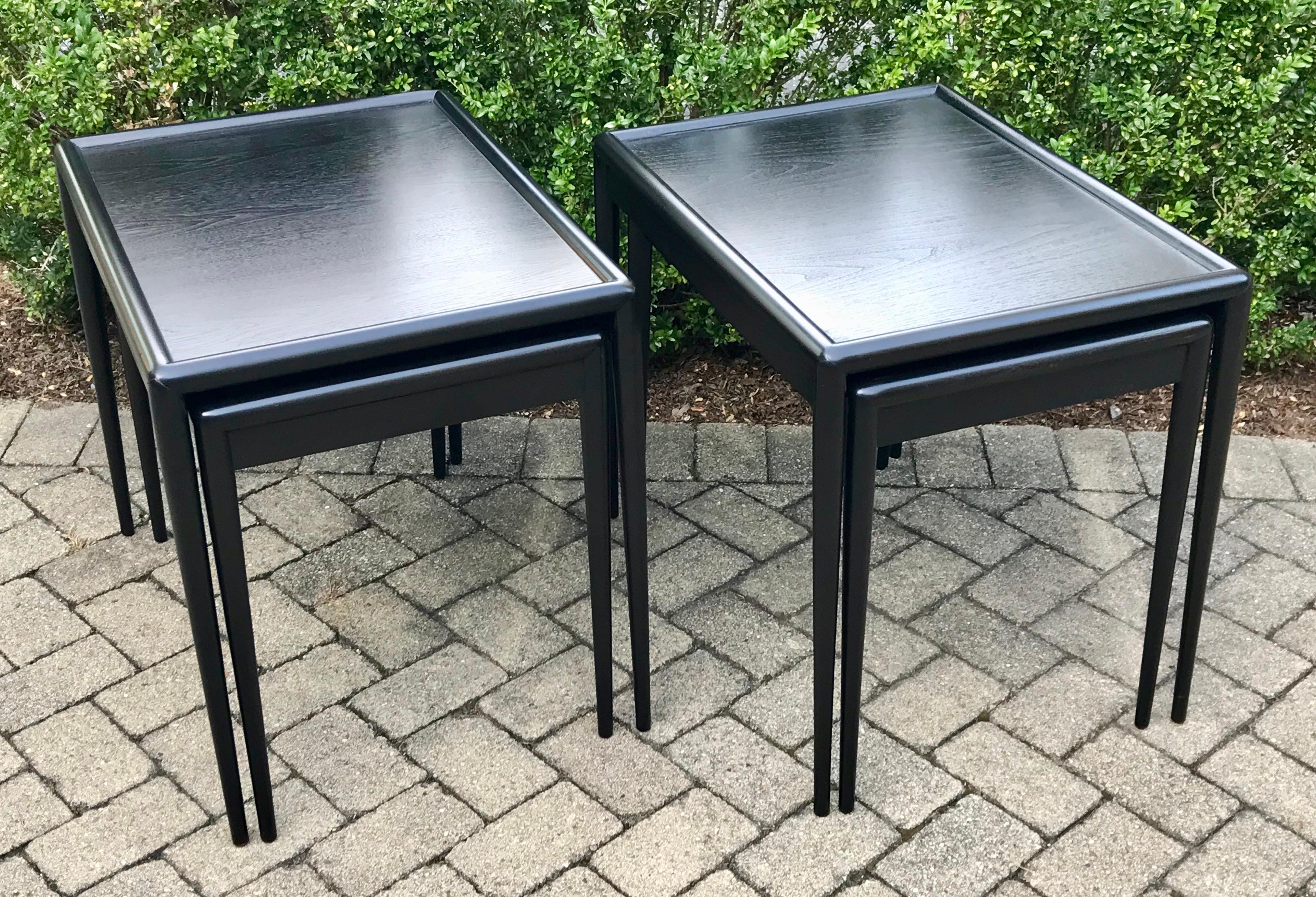 Ebonized Four Mid Century Black Nesting Tables by T.H. Robsjohn-Gibbings for Widdicomb