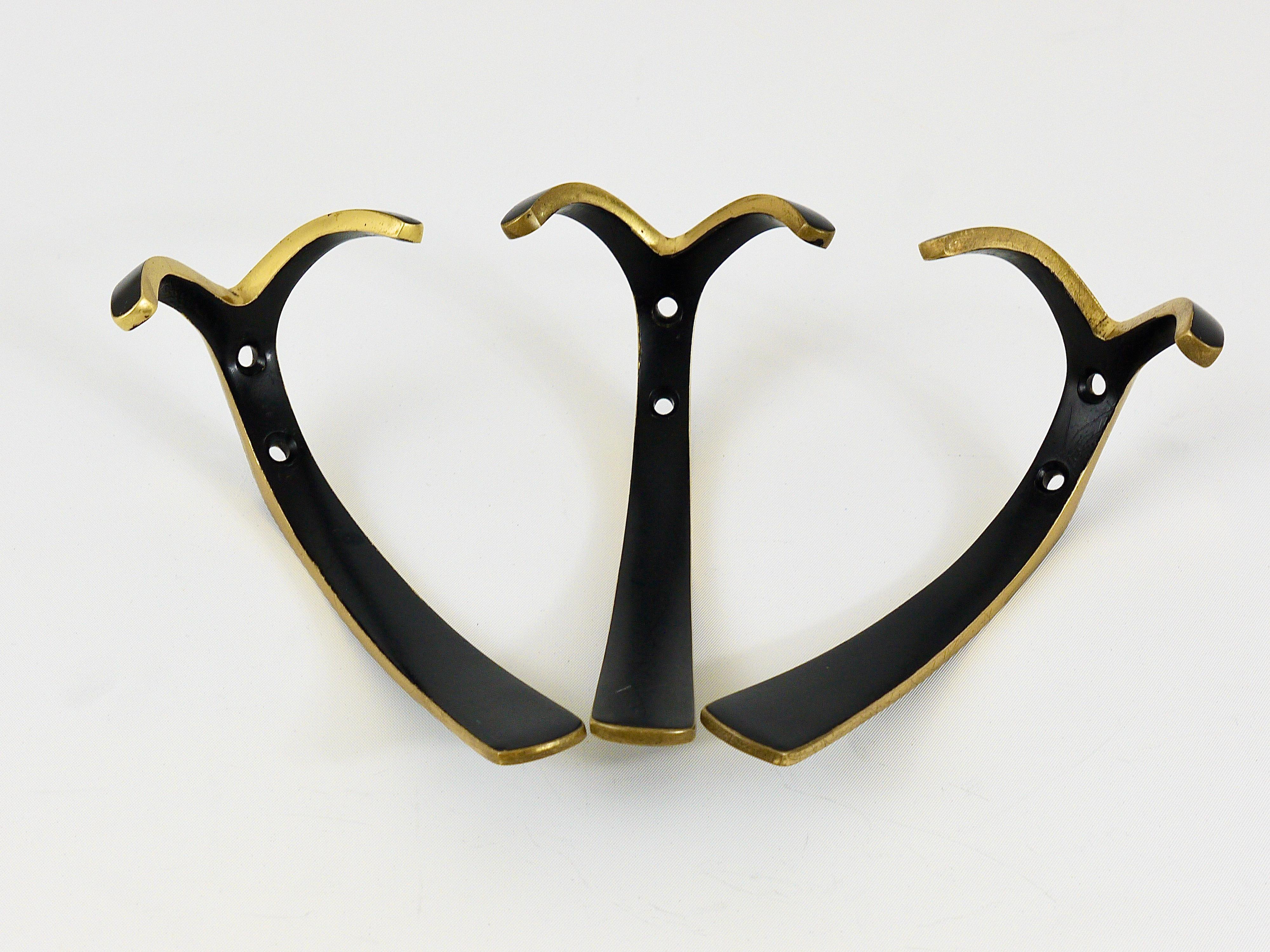 Two Midcentury Brass Double Wall Hooks by Herta Baller, Austria, 1950s For Sale 5
