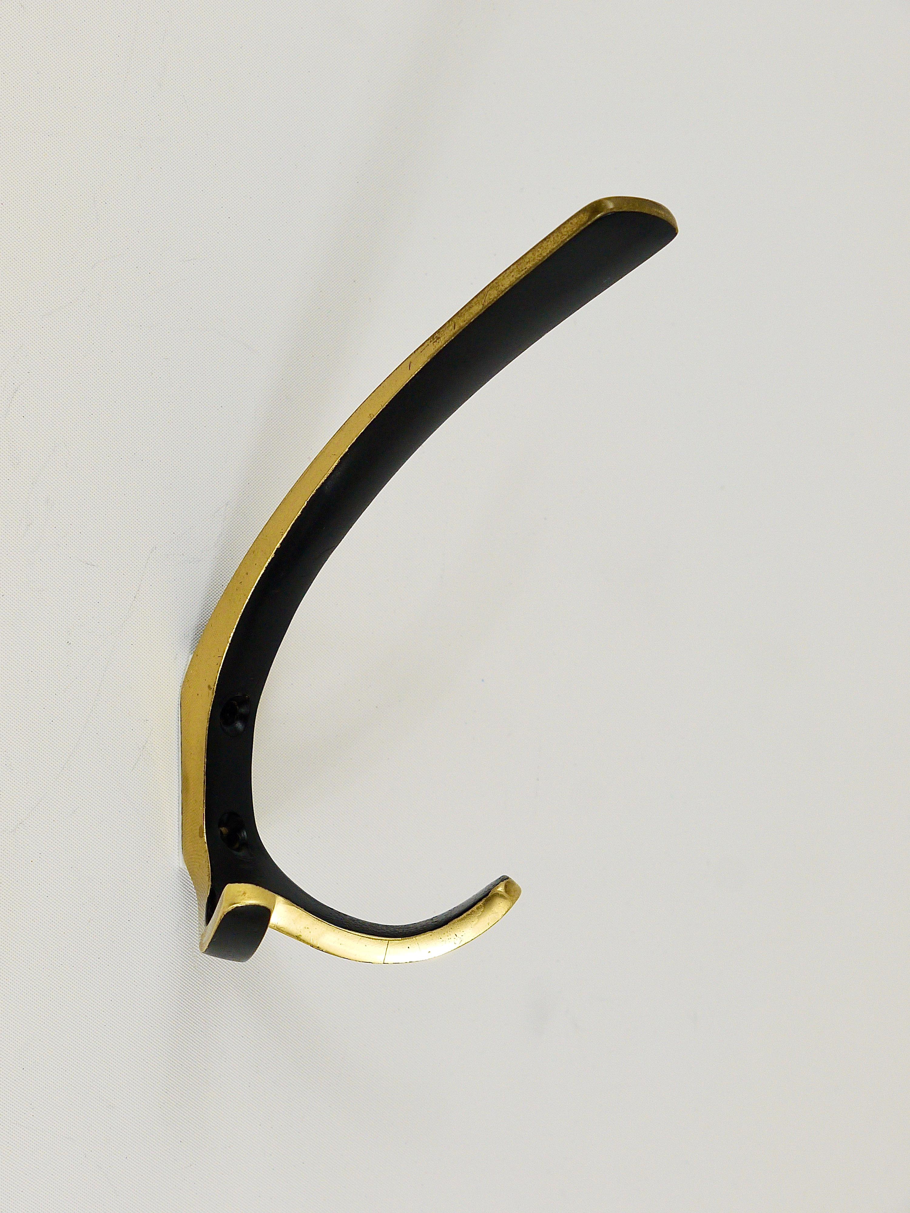 Austrian Up to 10 Midcentury Brass Double Wall Hooks by Herta Baller, Austria, 1950s For Sale