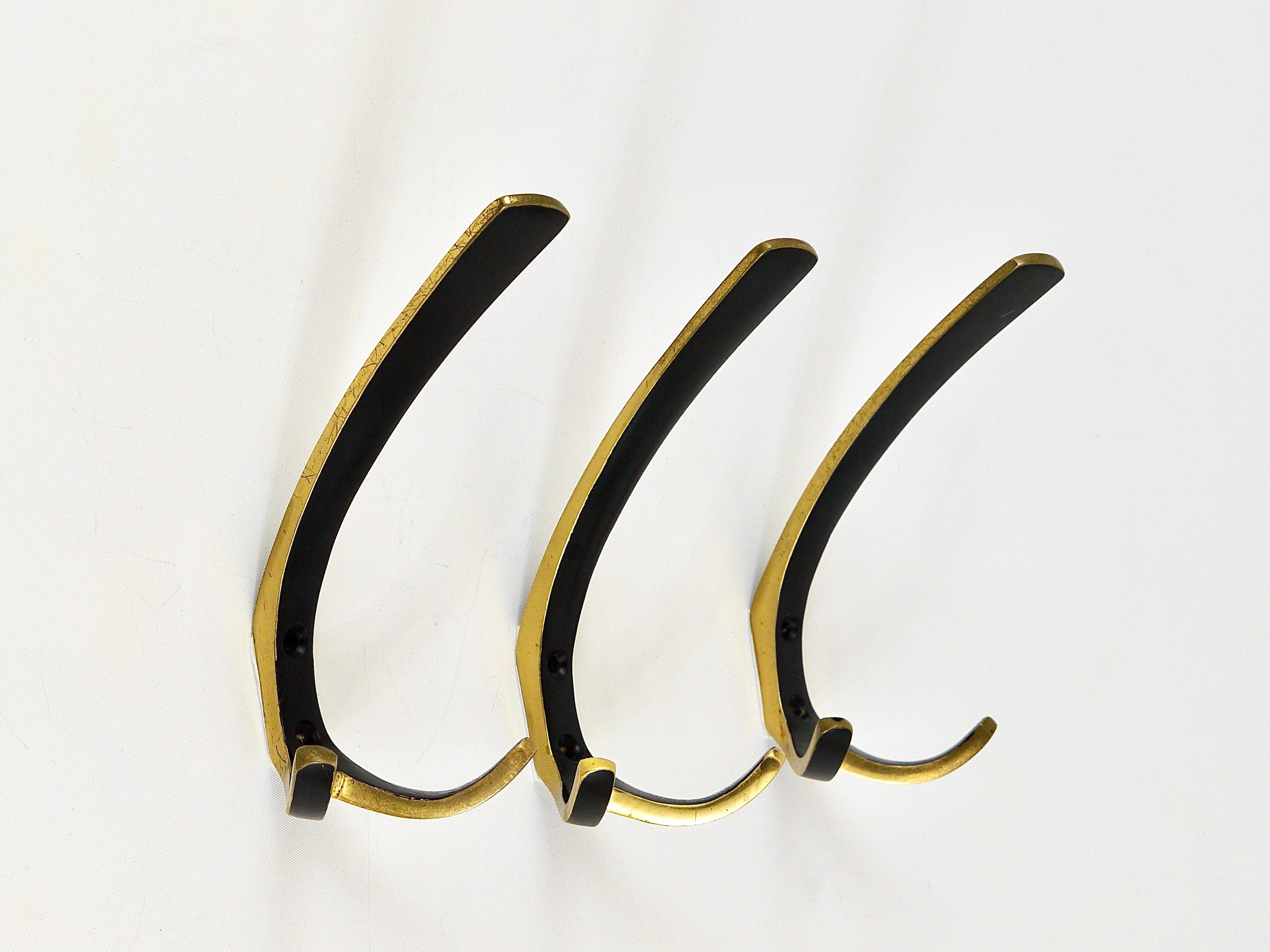 Two Midcentury Brass Double Wall Hooks by Herta Baller, Austria, 1950s For Sale 1