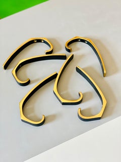 Four Mid-Century Brass Wall Coat Hooks by Hertha Baller, Austria, 1950s