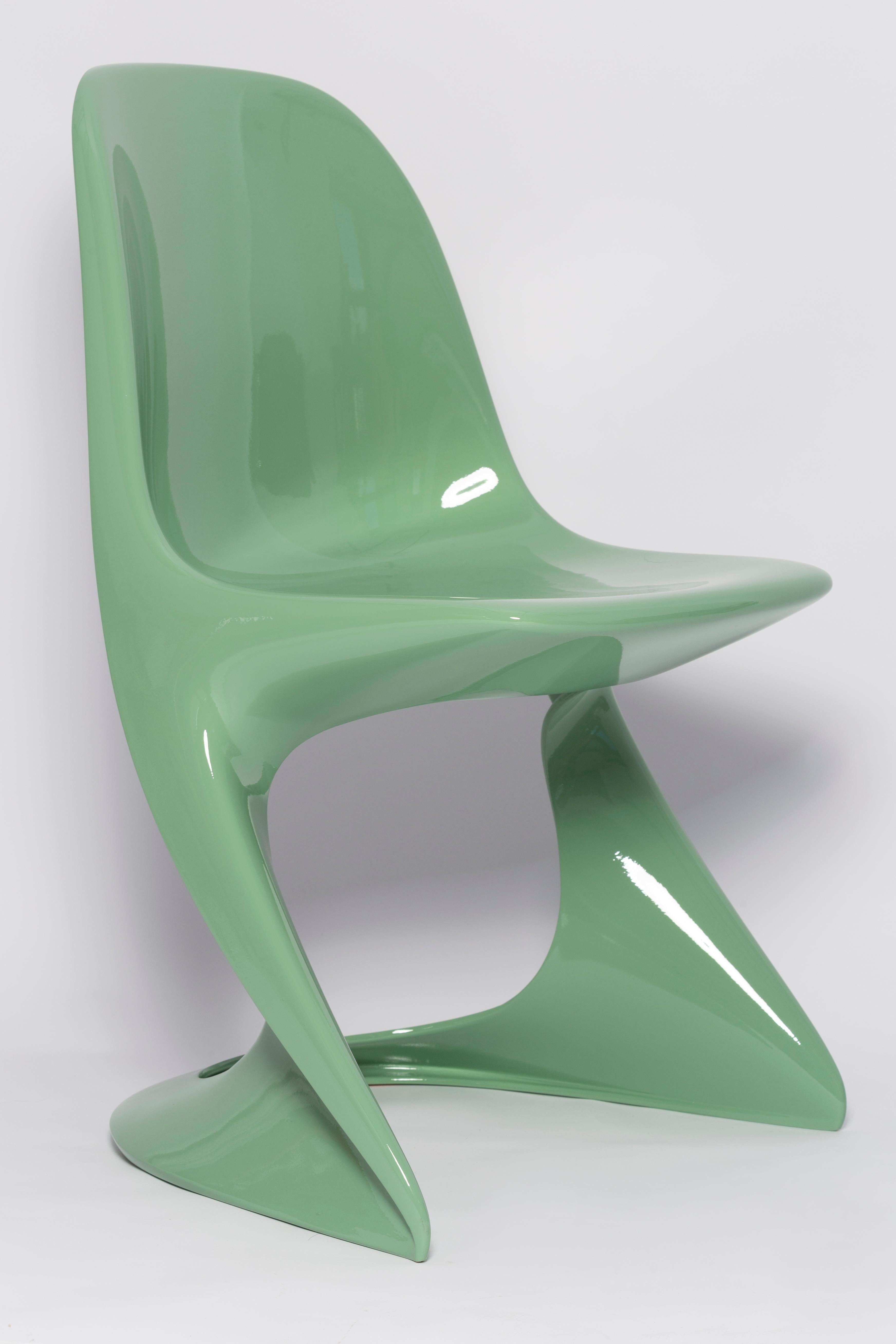 Hand-Painted Four Mid-Century Casalino Chairs in Jade Green, Alexander Begge, Casala, 1970s For Sale
