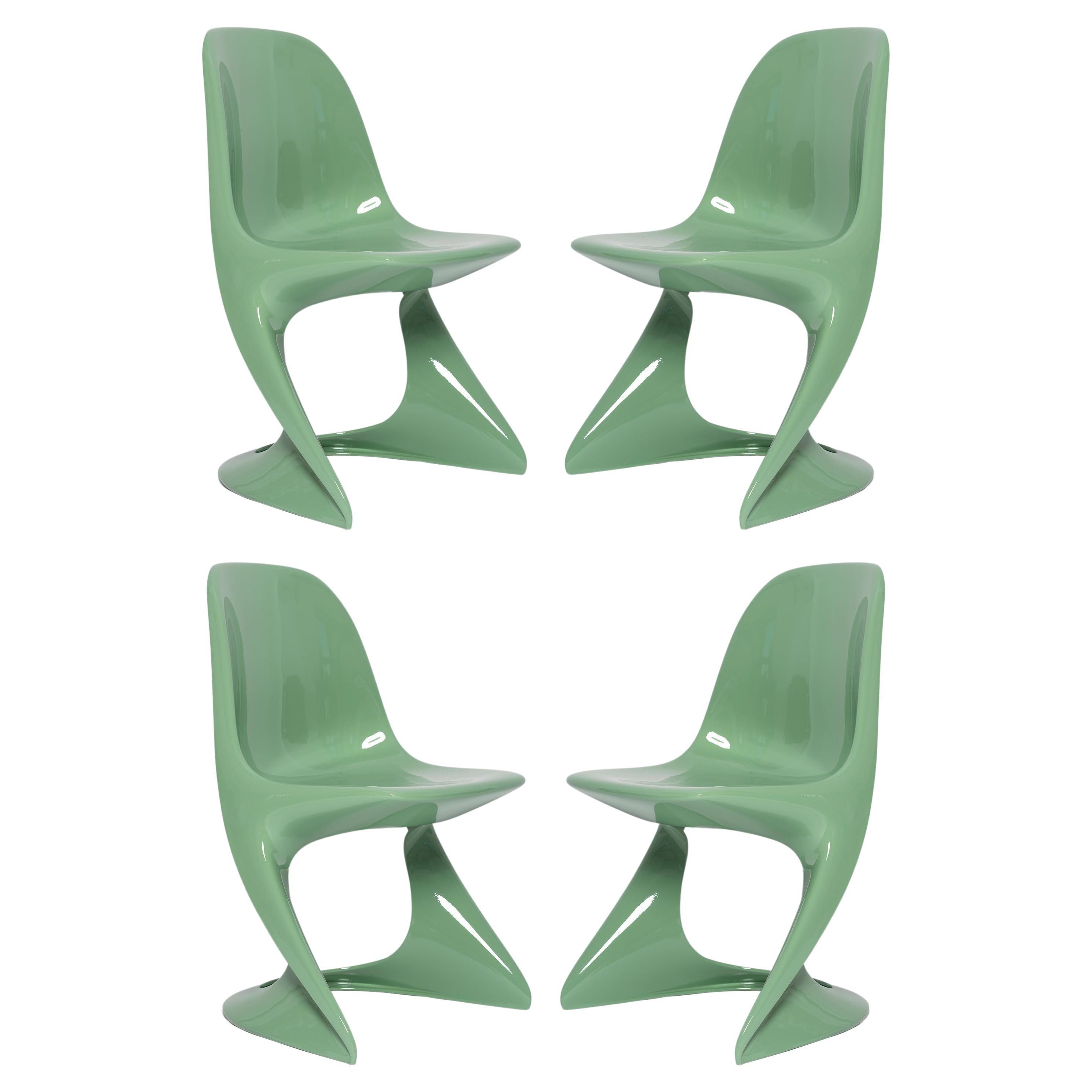 Four Mid-Century Casalino Chairs in Jade Green, Alexander Begge, Casala, 1970s