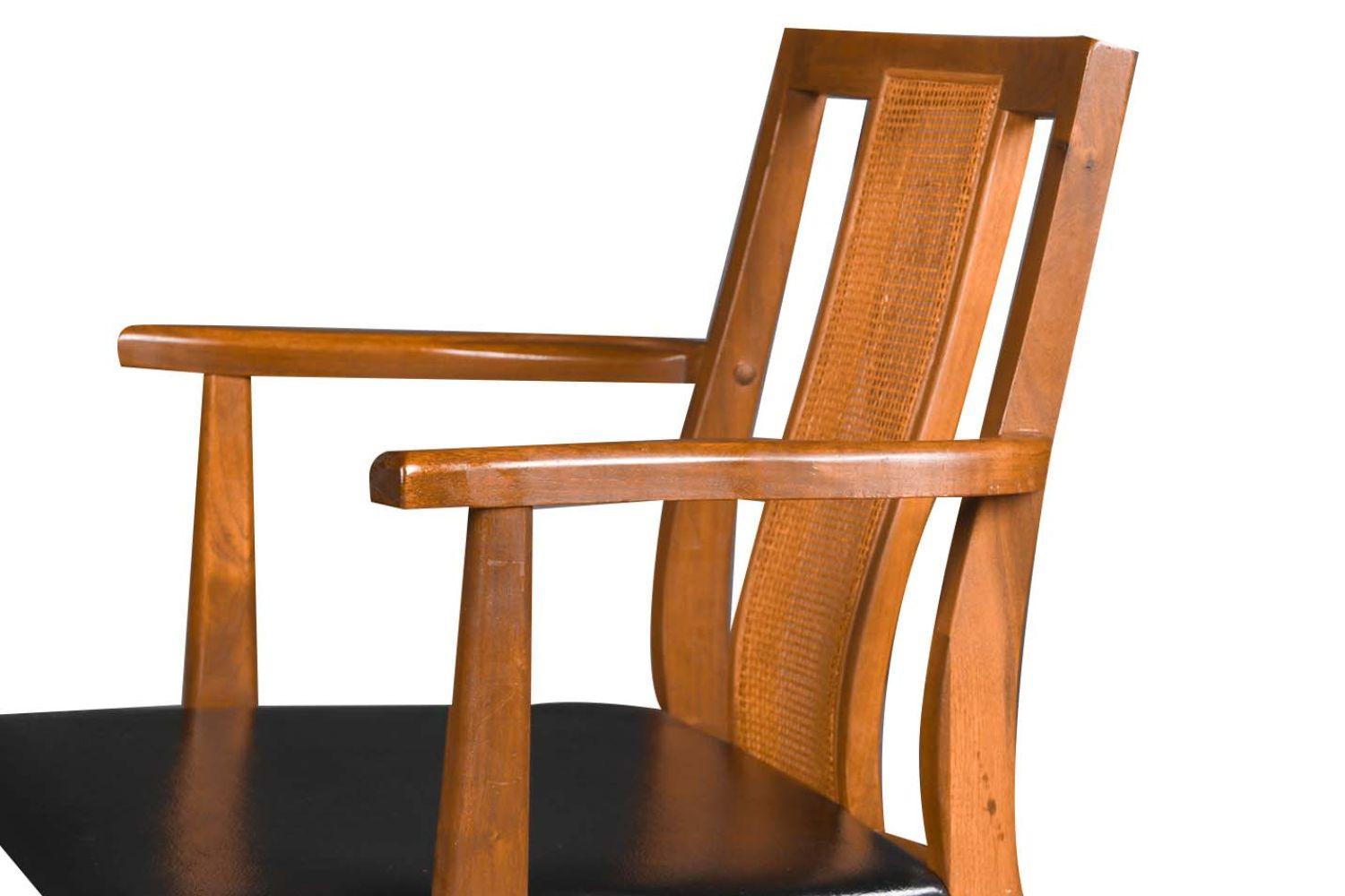 Cane Four Midcentury Chairs in the Style of Edward Wormley