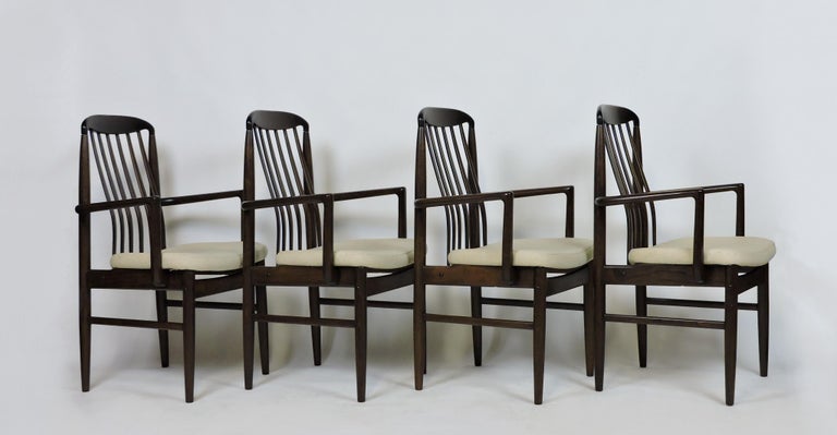 Four Mid Century Danish Modern Walnut Benny Linden BL10A Sanne Dining Chairs For Sale 8