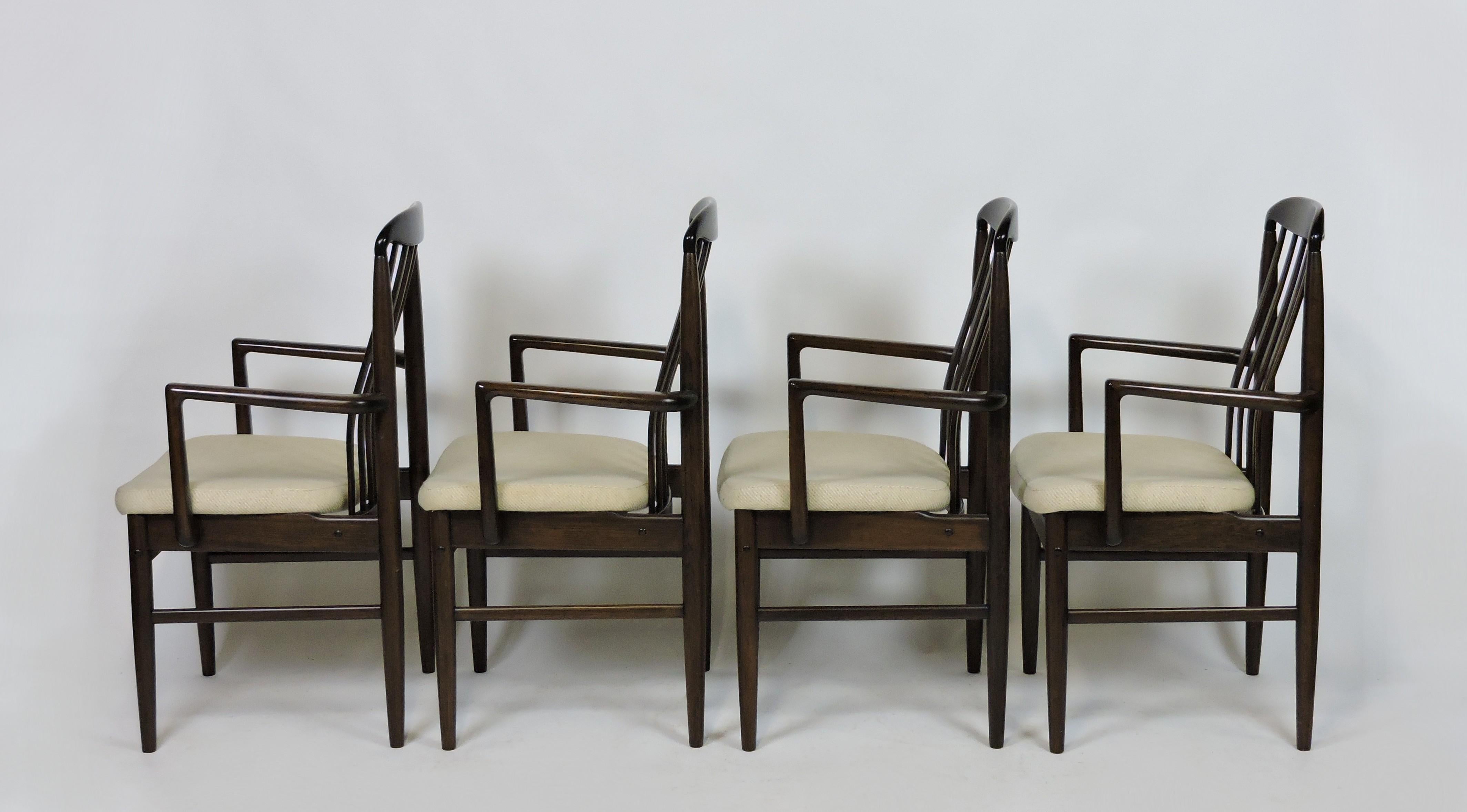 Scandinavian Modern Four Mid Century Danish Modern Walnut Benny Linden BL10A Sanne Dining Chairs
