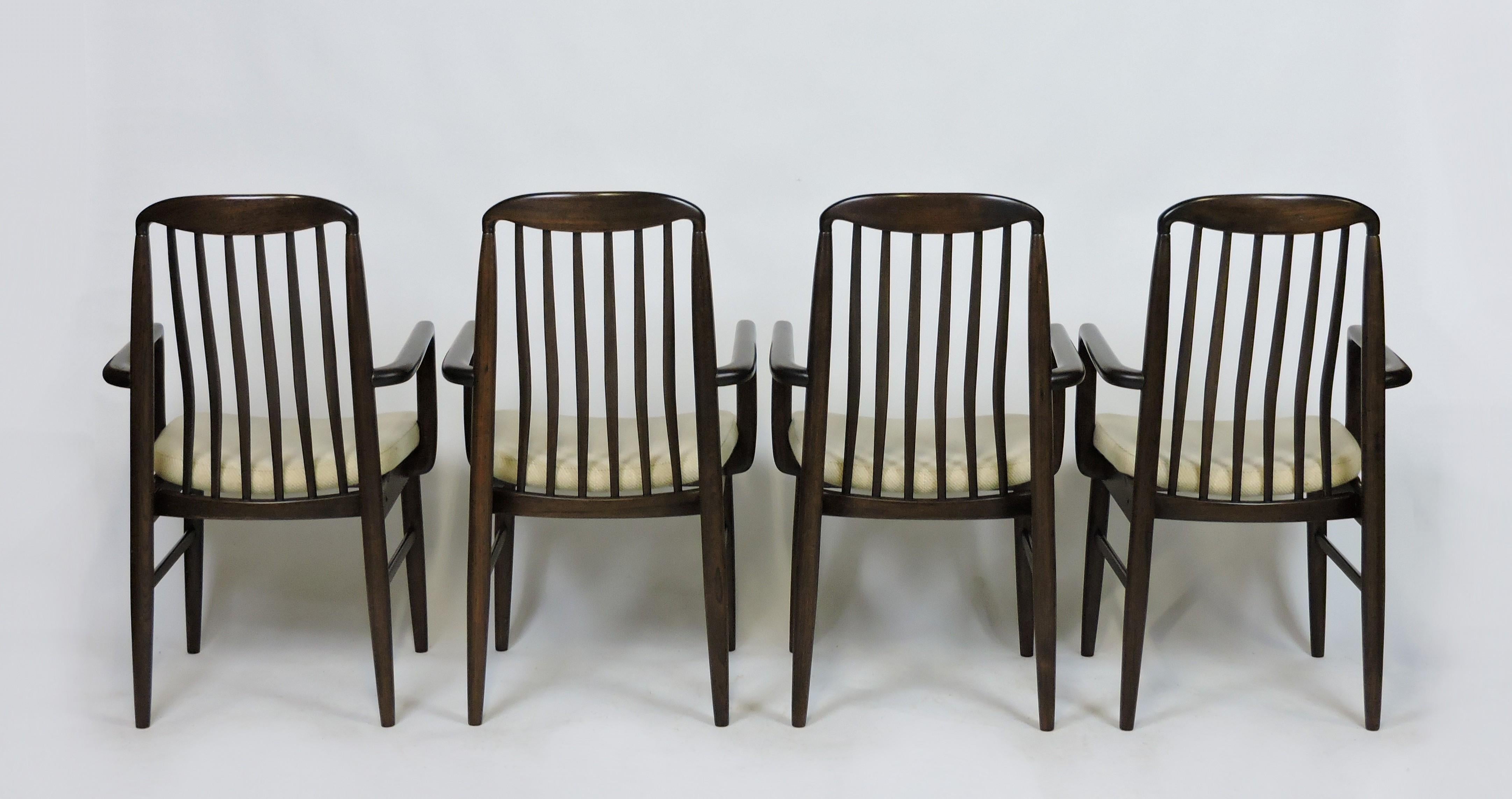 Thai Four Mid Century Danish Modern Walnut Benny Linden BL10A Sanne Dining Chairs