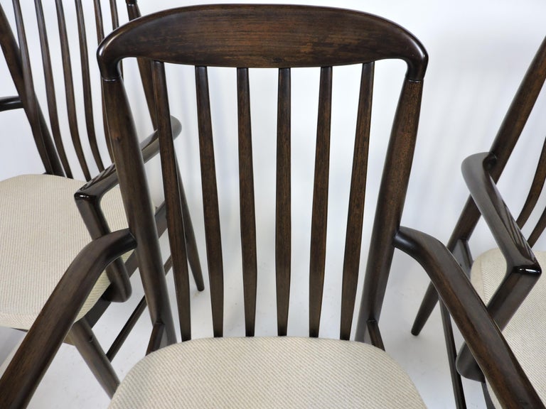 Four Mid Century Danish Modern Walnut Benny Linden BL10A Sanne Dining Chairs For Sale 1