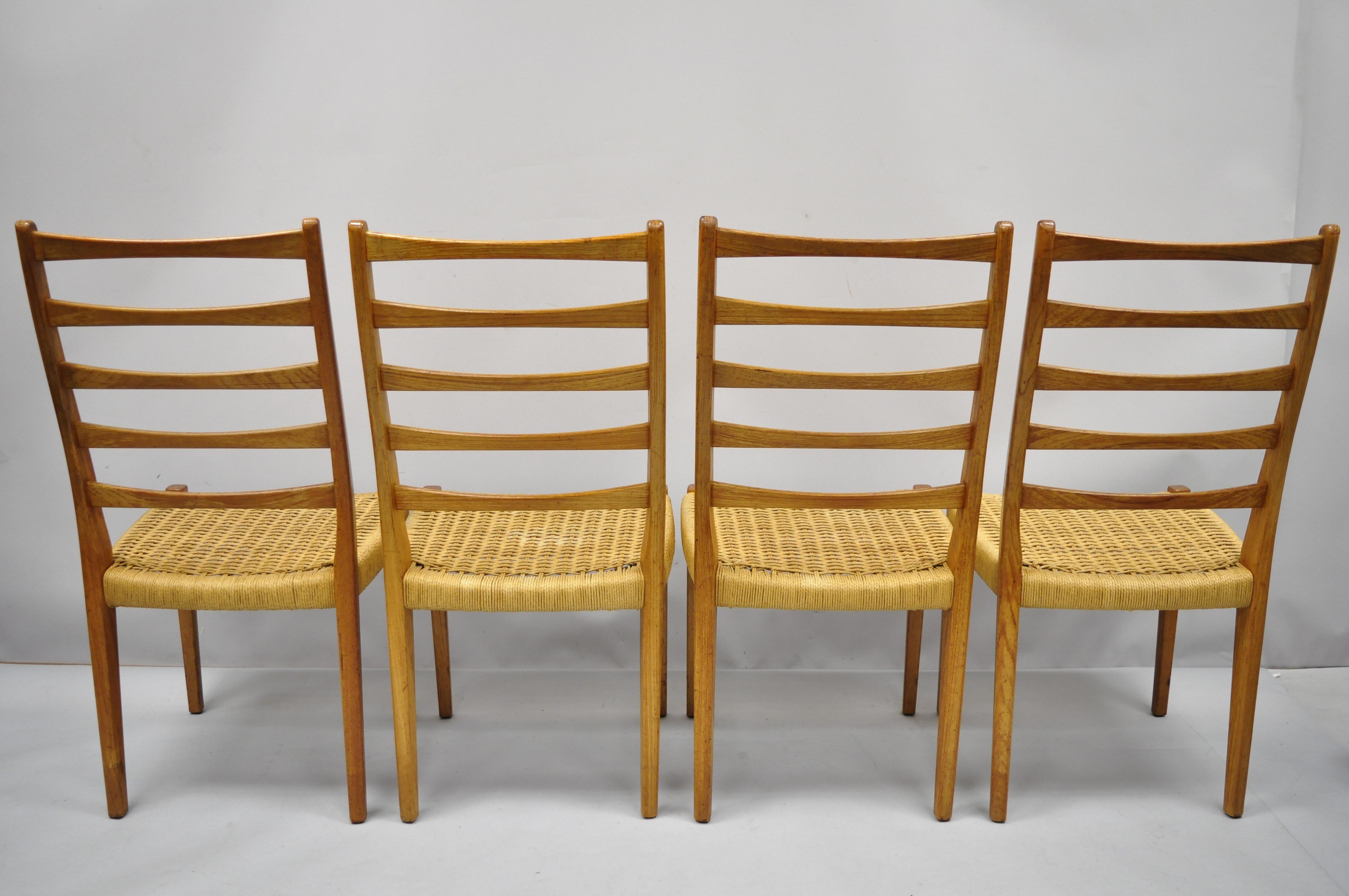 Four Midcentury Danish Swedish Modern Svegards Markaryd Teak Rope Dining Chairs 5