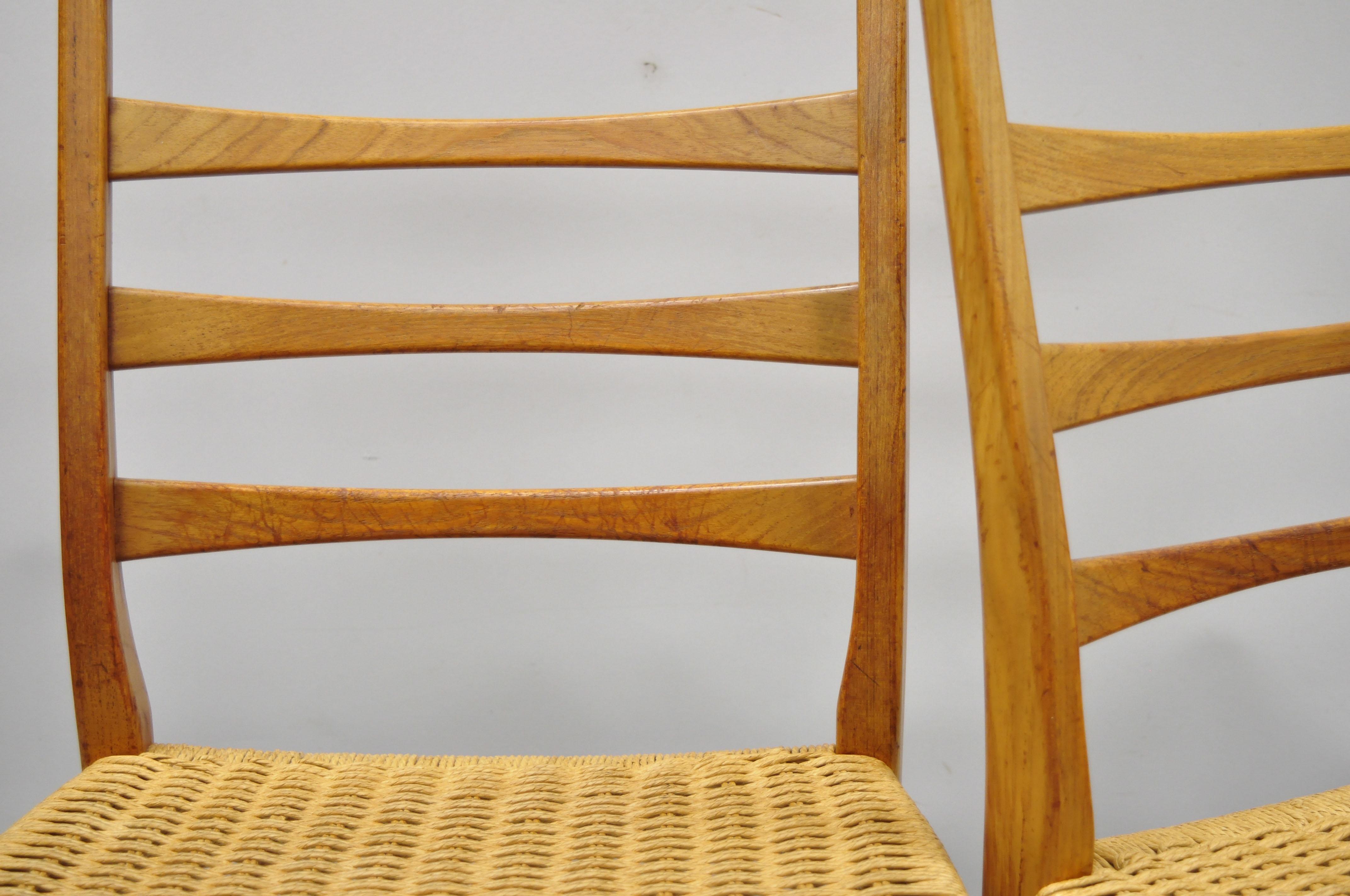 20th Century Four Midcentury Danish Swedish Modern Svegards Markaryd Teak Rope Dining Chairs