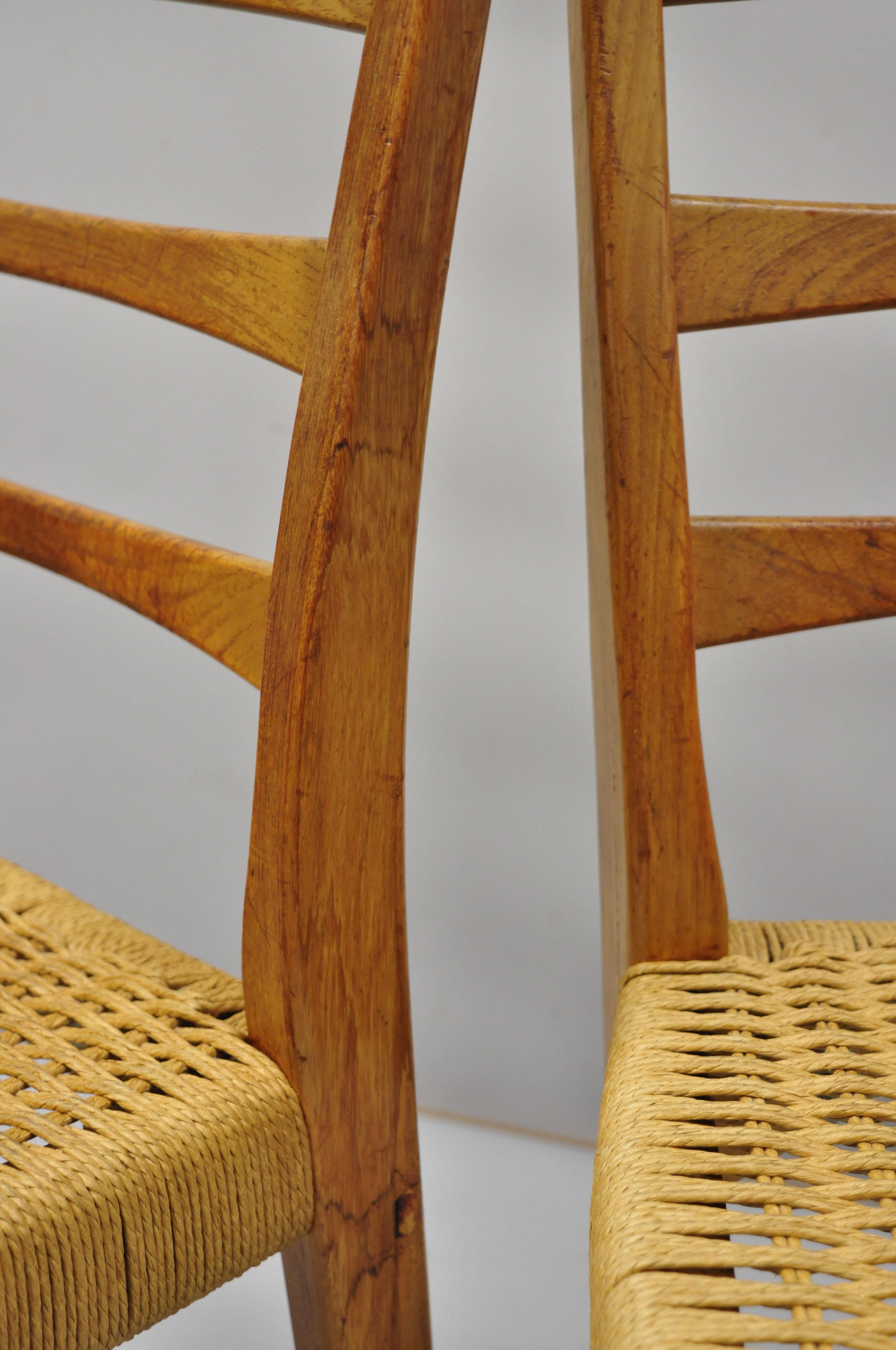 Four Midcentury Danish Swedish Modern Svegards Markaryd Teak Rope Dining Chairs 1