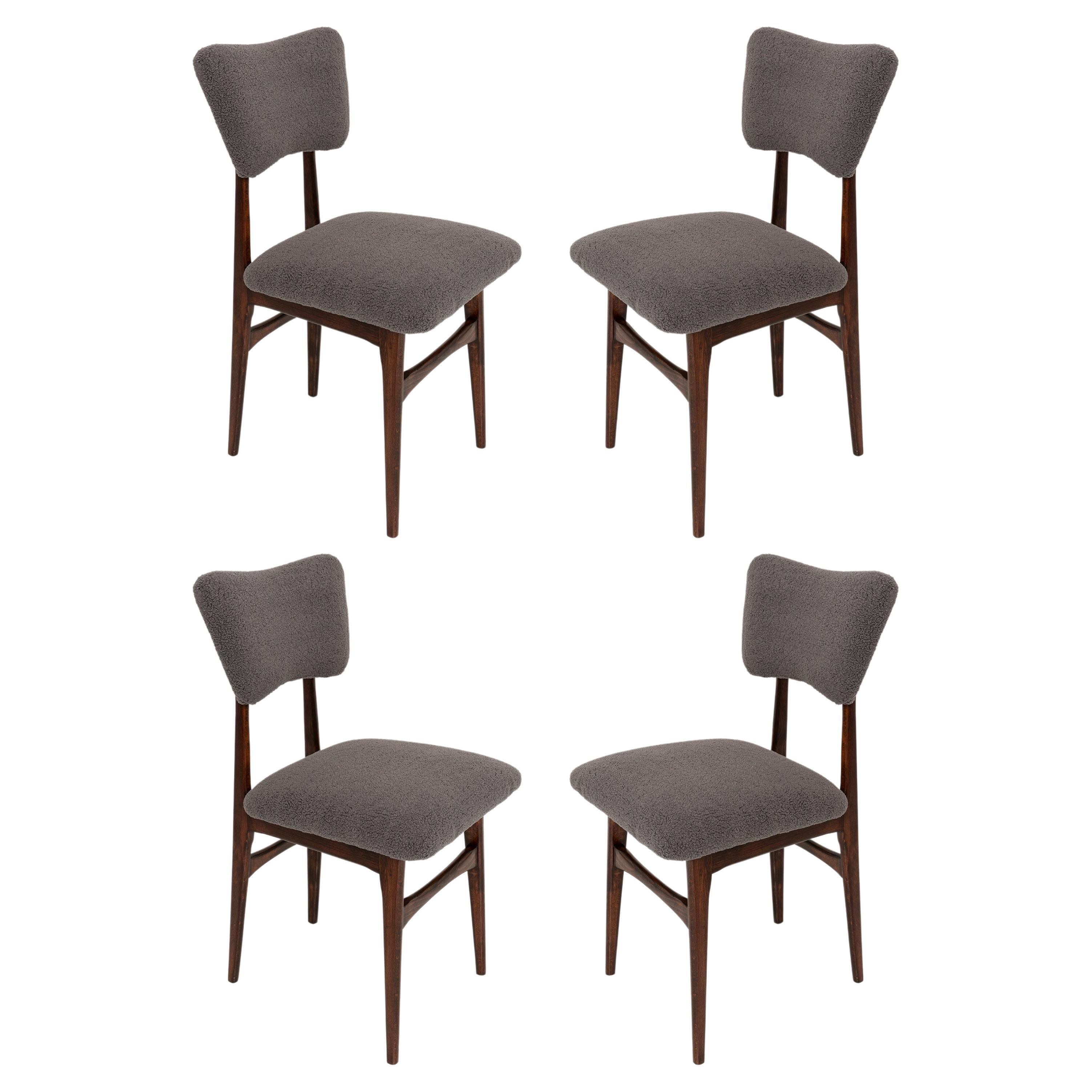 Four Mid-Century Dark Gray Boucle Butterfly Chairs, Europe, 1960s For Sale
