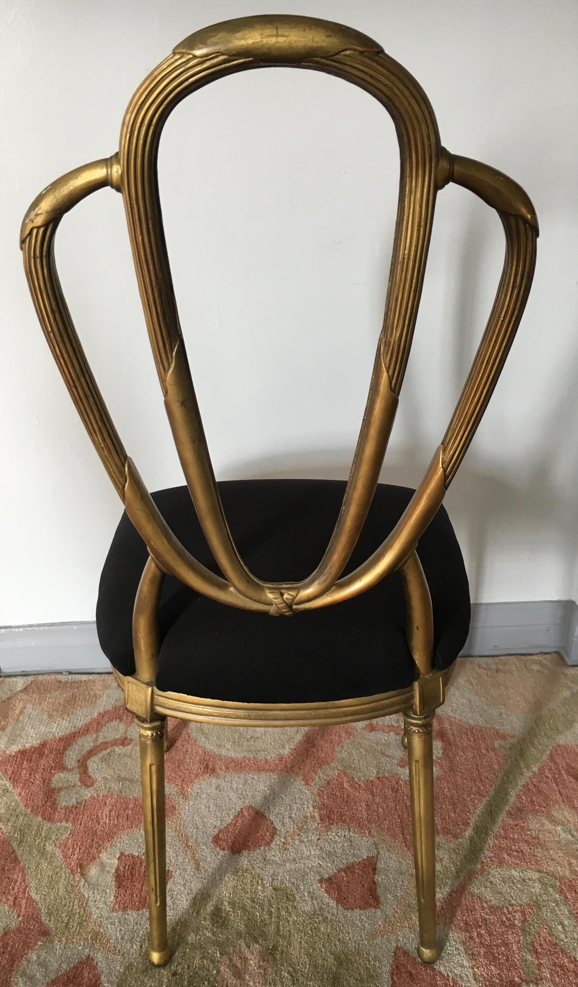 Gilt Four Midcentury Gold Dining Chairs