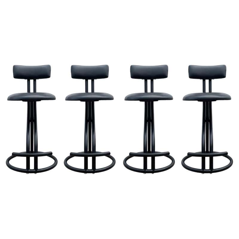 Mid Century Pair Heavy Coil Spring Bar Stools Pair Industrial Steam ...