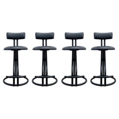 Four Mid Century Italian Post Modern Bar Stools or Counter Stools in Black