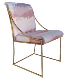 Four Mid Century Italian Post Modern Brass Frame Dining Chairs after Mastercraft