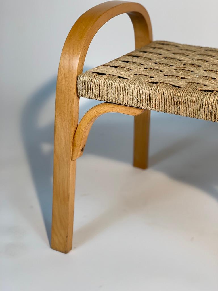 Four Mid-Century Italian Stools Braided Rope Seat Inverted U-Shaped Side Leggs For Sale 9
