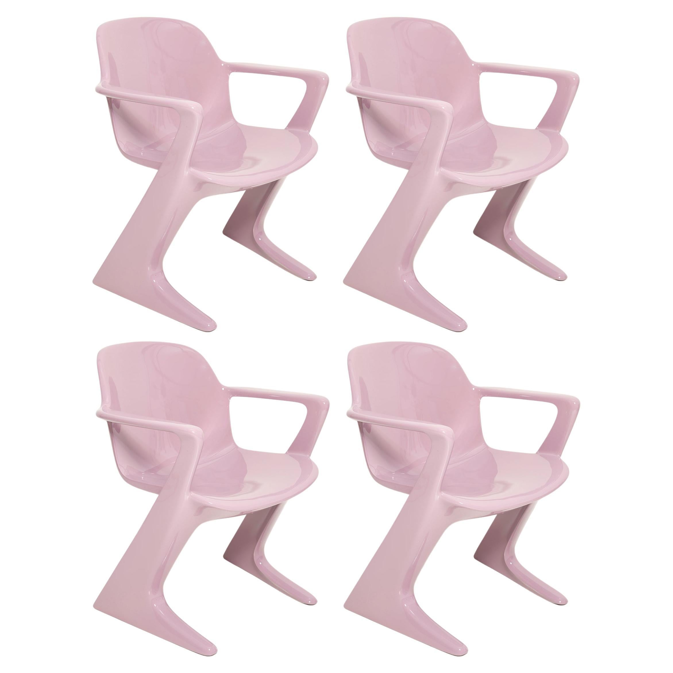 Four Mid-Century Lavender Kangaroo Chairs Designed by Ernst Moeckl Germany, 1968 For Sale