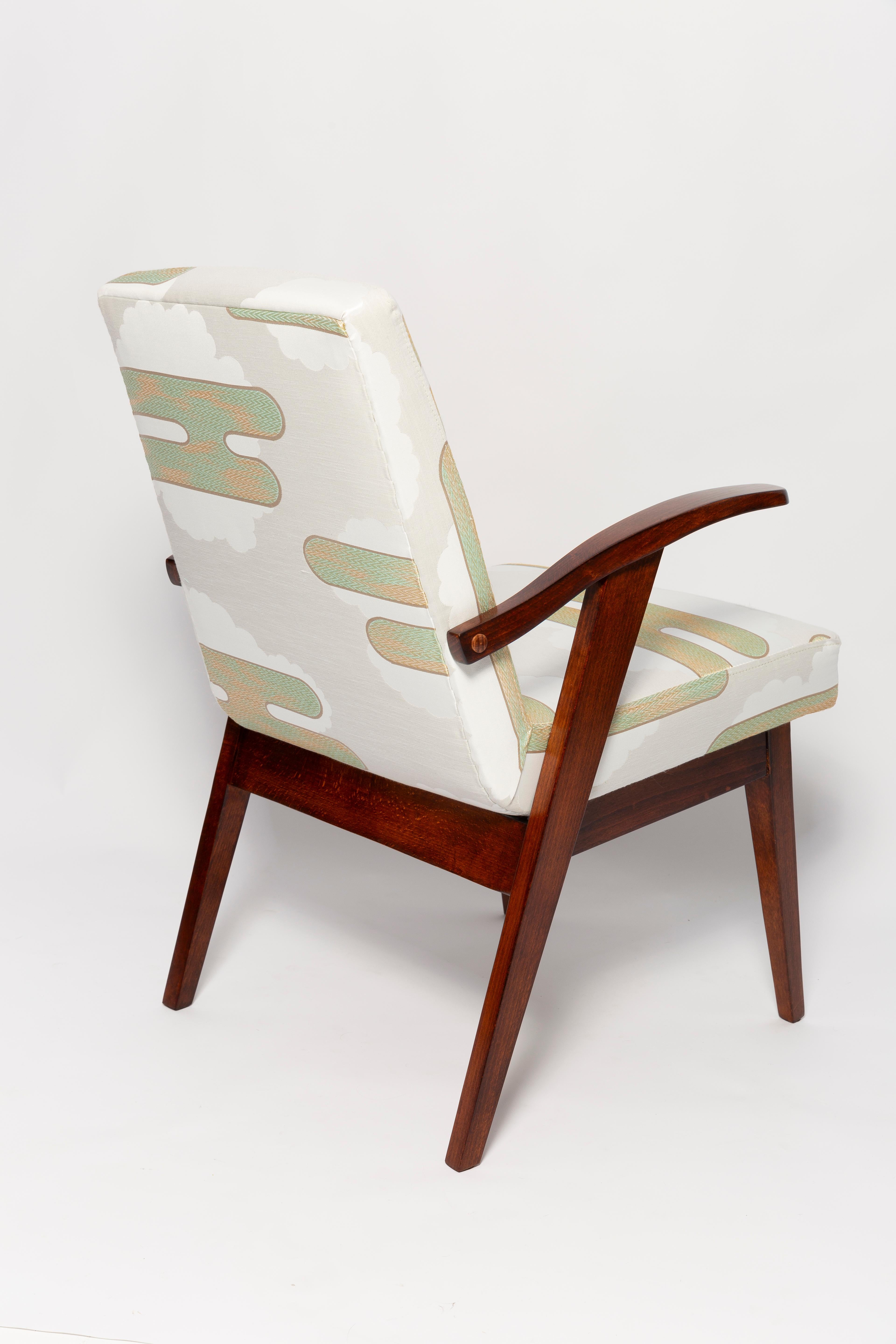 Four Mid Century Lontano Jacquard Green Armchairs by M. Puchala, Europe, 1960s For Sale 3