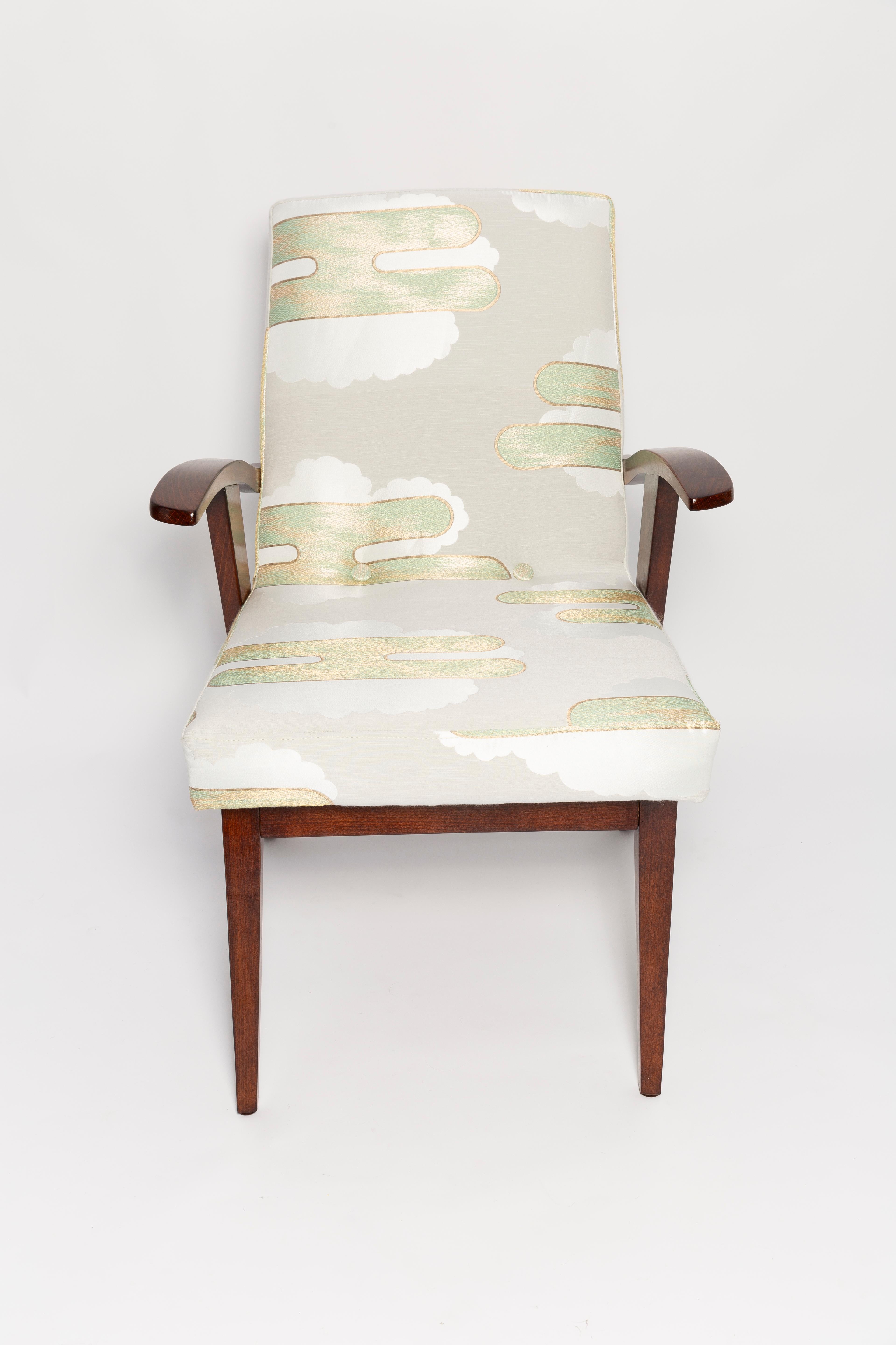Vier grüne Lontano-Jacquard-Sessel aus der Mitte des Jahrhunderts von M. Puchala, Europa, 1960er Jahre (Textil) im Angebot