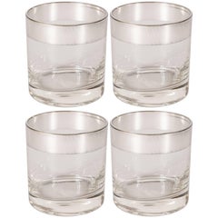 Four Midcentury Low Ball Glass with Sterling Silver Overlay by Dorothy Thorpe