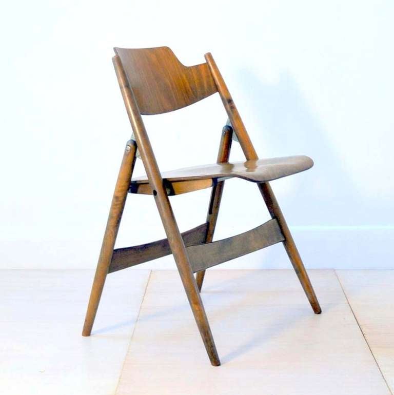 German Set of Four Plywood Folding Chairs Egon Eiermann 1950's 