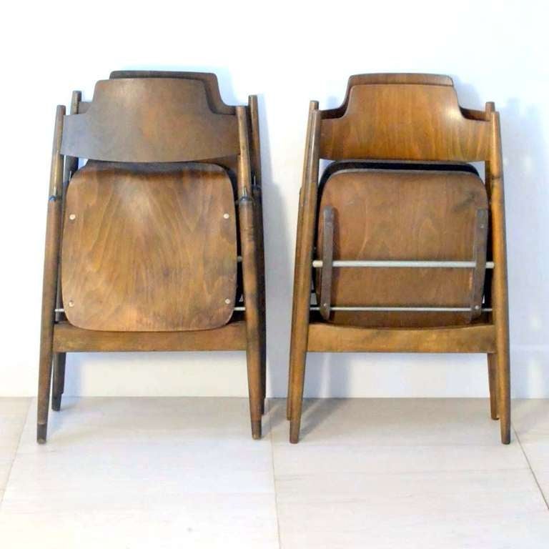 Set of Four Plywood Folding Chairs Egon Eiermann 1950's  In Excellent Condition In London, GB