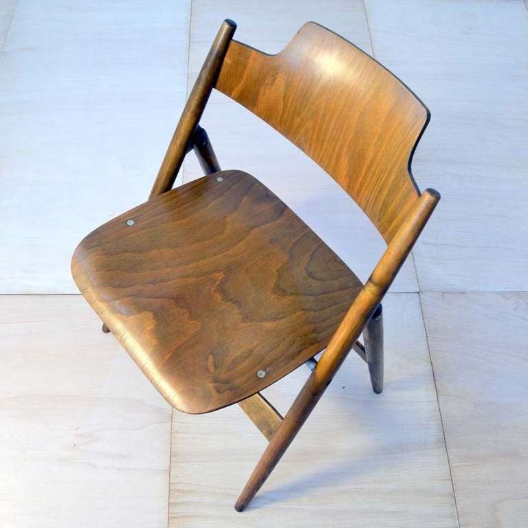 Set of Four Plywood Folding Chairs Egon Eiermann 1950's  1