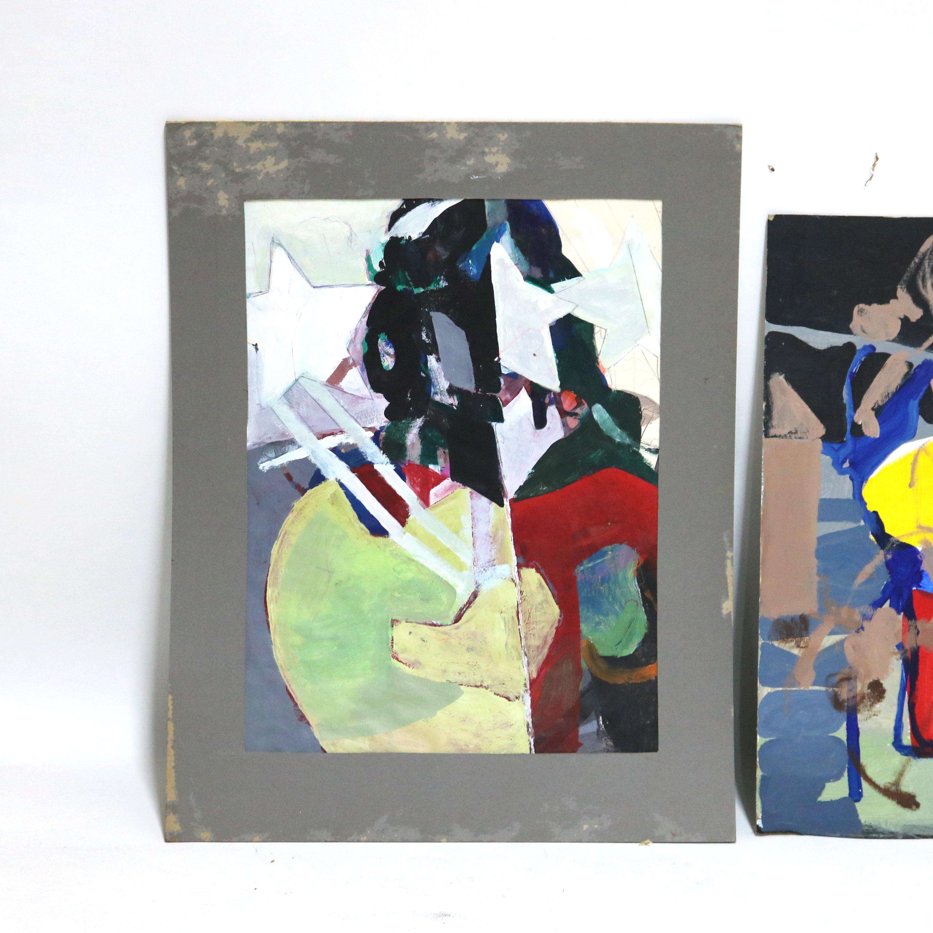 Vier Stücke von Mid Century Modern Abstract Impressionist Öl auf Karton oder Öl auf Papier Gemälde von Sharie Jones Unsigned C1968

Maße - 28 