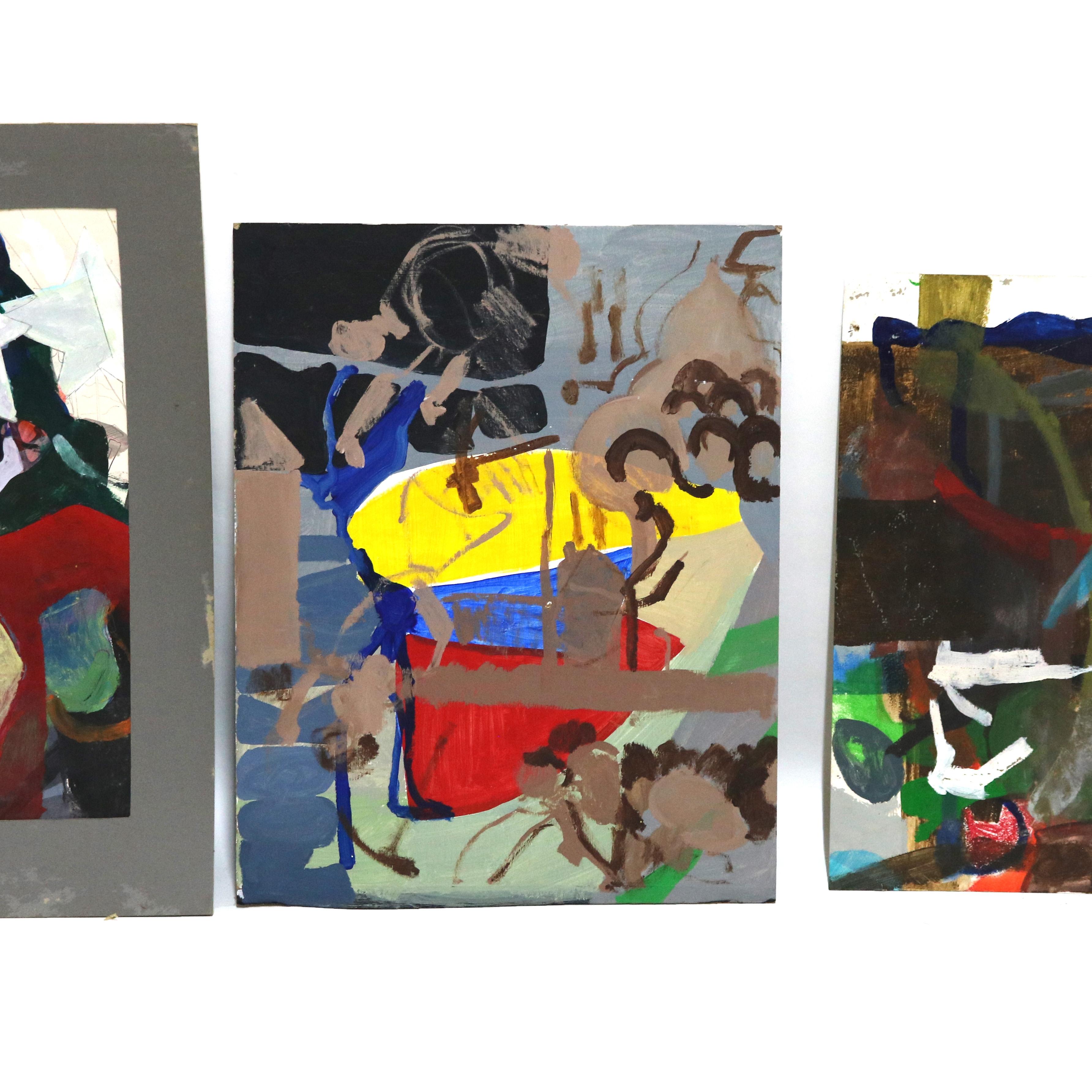Vier abstrakt-impressionistische Gemälde aus der Mitte des Jahrhunderts, ca. 1968 im Zustand „Gut“ im Angebot in Big Flats, NY