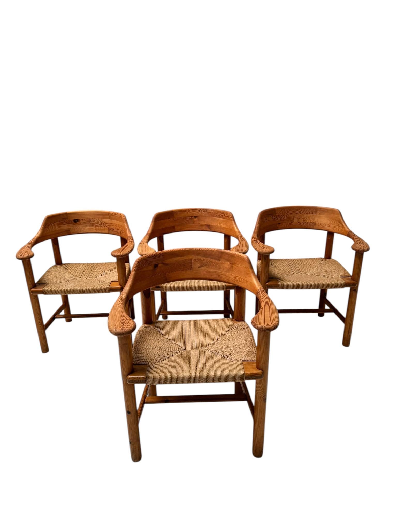 Corde en papier Quatre fauteuils modernes du milieu du siècle par Rainer Daumiller, 1970 en vente