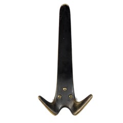 Four Mid-Century Modern Carl Aubock II Brass Wall Coat Hooks, 1950s, Austria