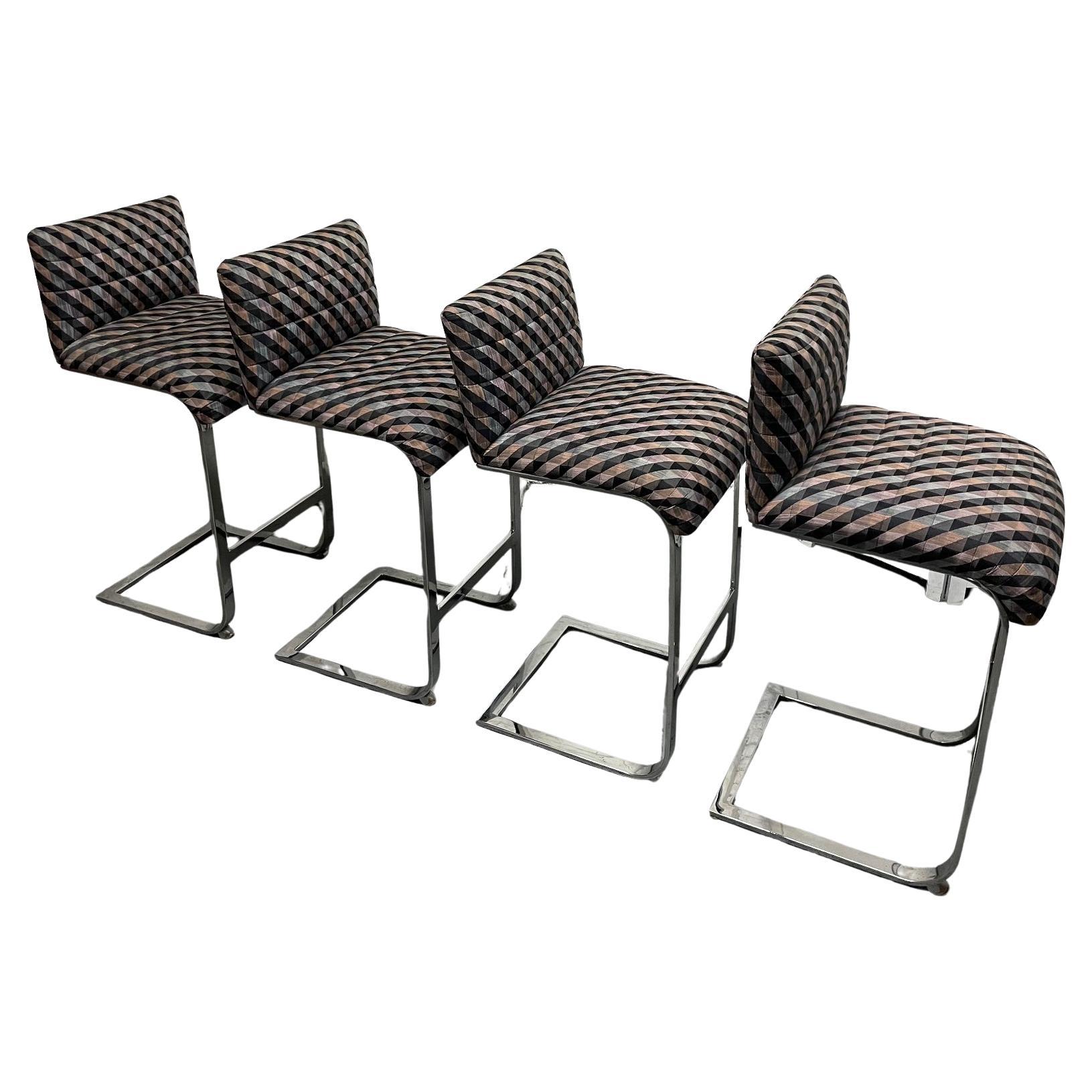 Four Mid-Century Modern Chrome Barstools