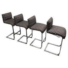 Four Mid-Century Modern Chrome Barstools