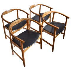 Vier Hans Wegner PP 203 Stühle aus Eiche und Wenge, Mid-Century Modern