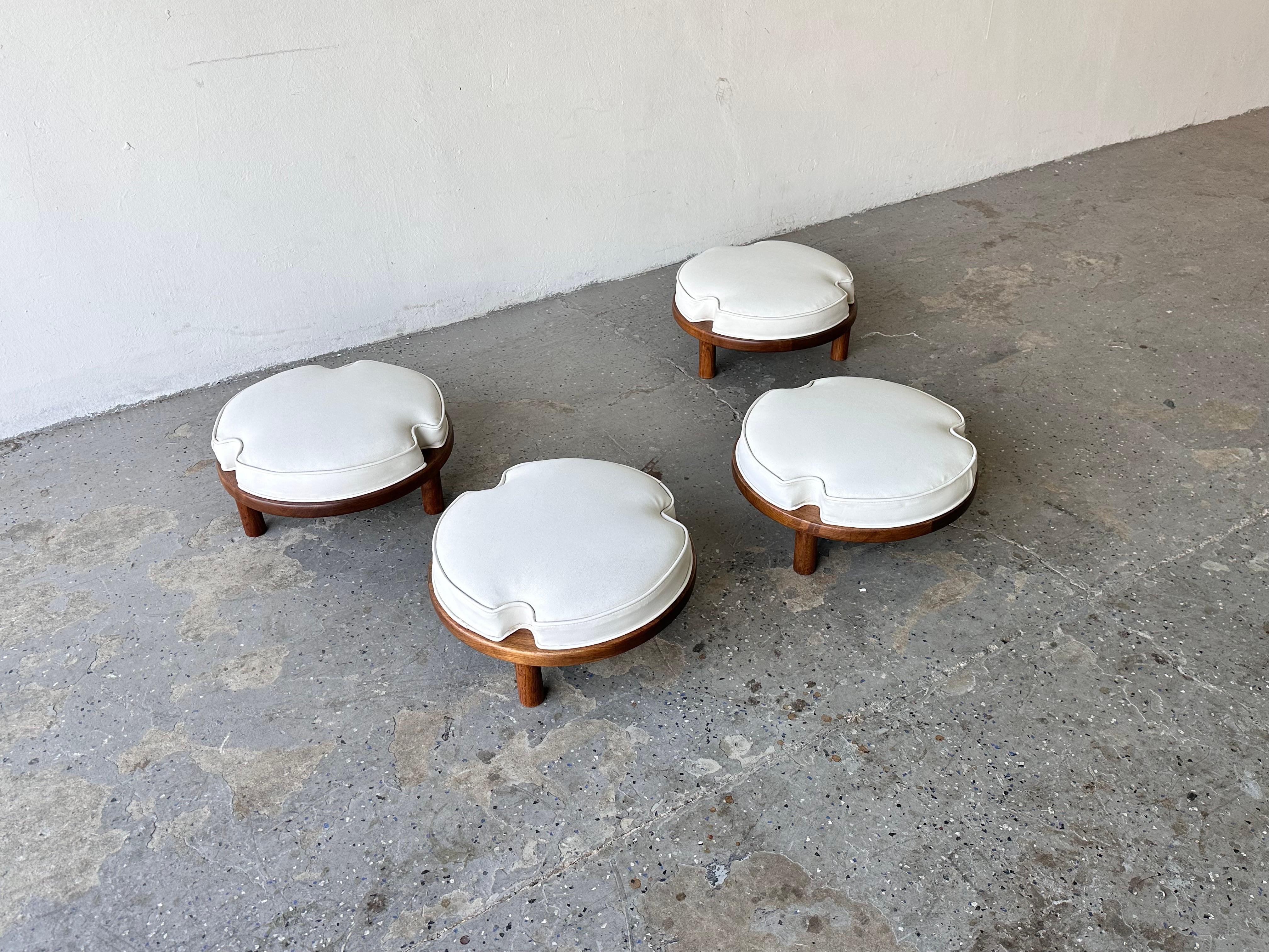 Four Mid Century Modern Harvey Probber-Style Walnut Stacking Stools / Ottomans In Good Condition In Las Vegas, NV